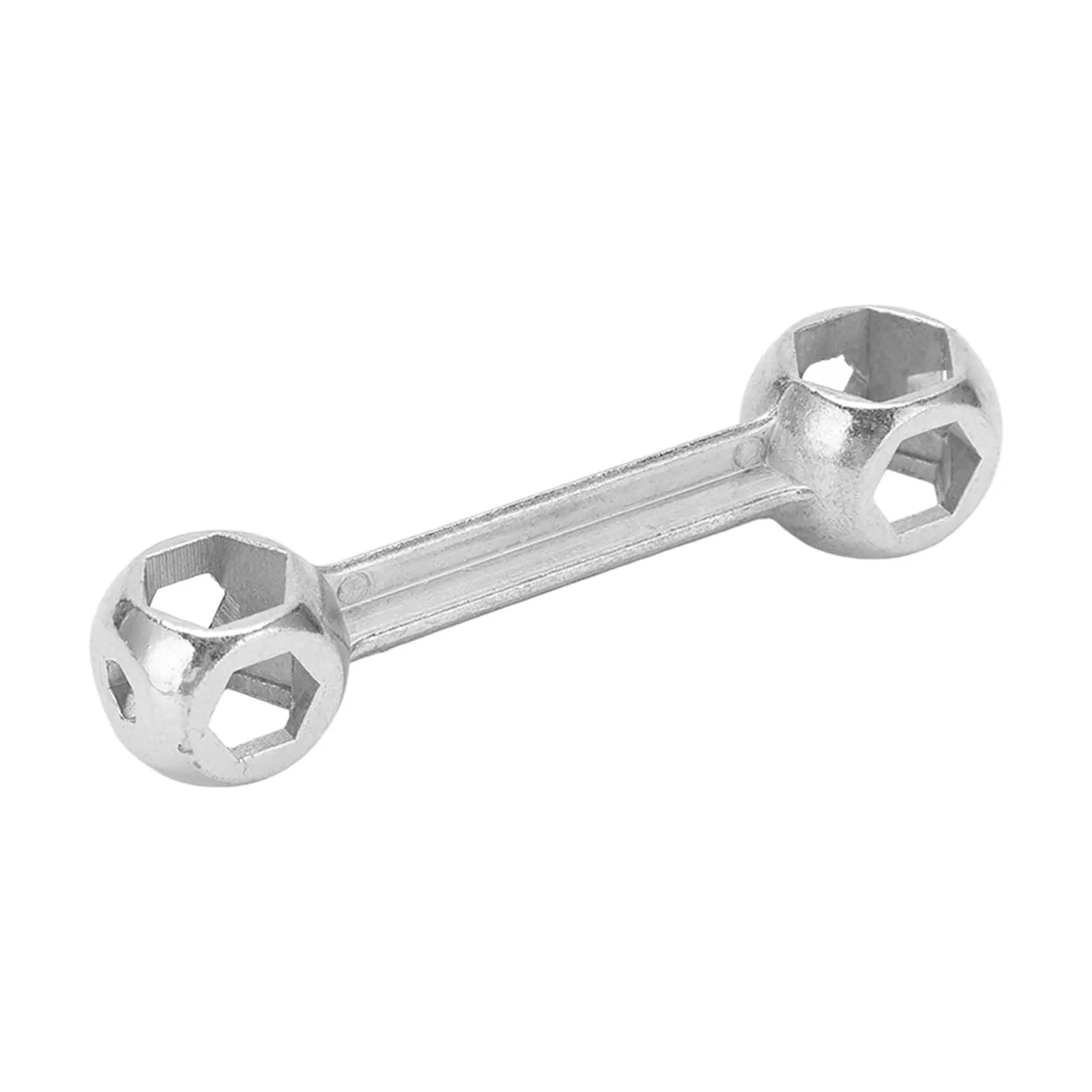 10-in-1 Portable Bicycle Wrench, Rustproof Zinc Alloy, Compact Dog Bone Design, 6-16mm Hex Sizes