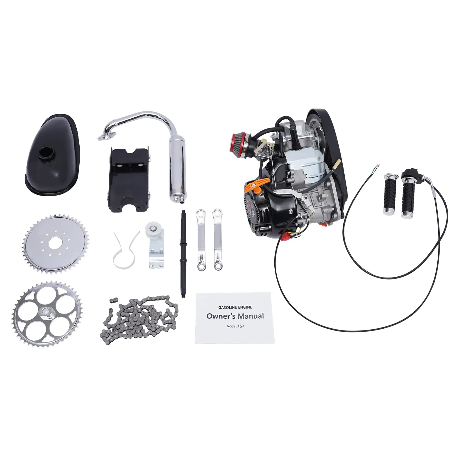 100cc 4-Stroke Gasoline Engine Kit for Large Triangular Frame Bicycle - Complete Motorized Kit