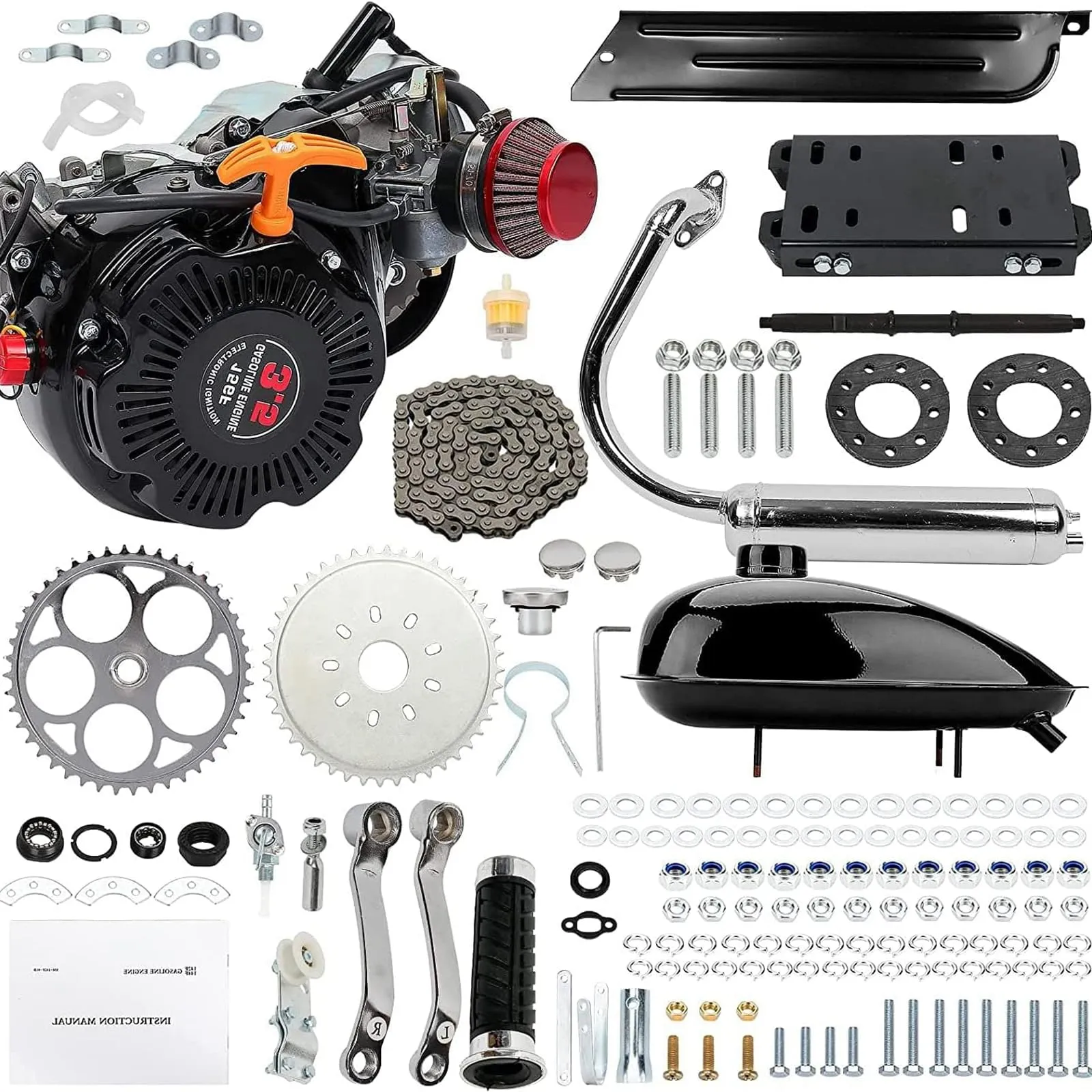 100cc 4-Stroke Gasoline Engine Motor Scooter Kit for 26-28 Inch Bikes - Reliable Performance