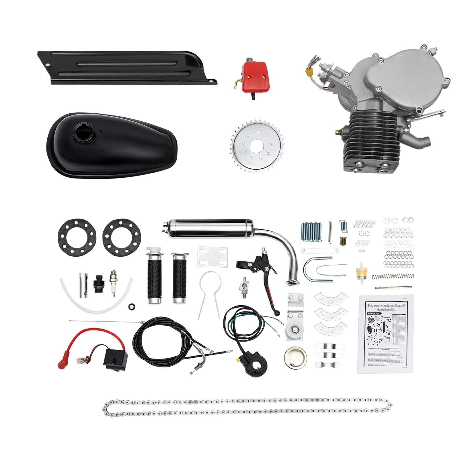 100CC Bicycle Engine Kit - Full Set for 26' & 28' Bikes - Upgrade Your Bike to a Gas Motorized Ride