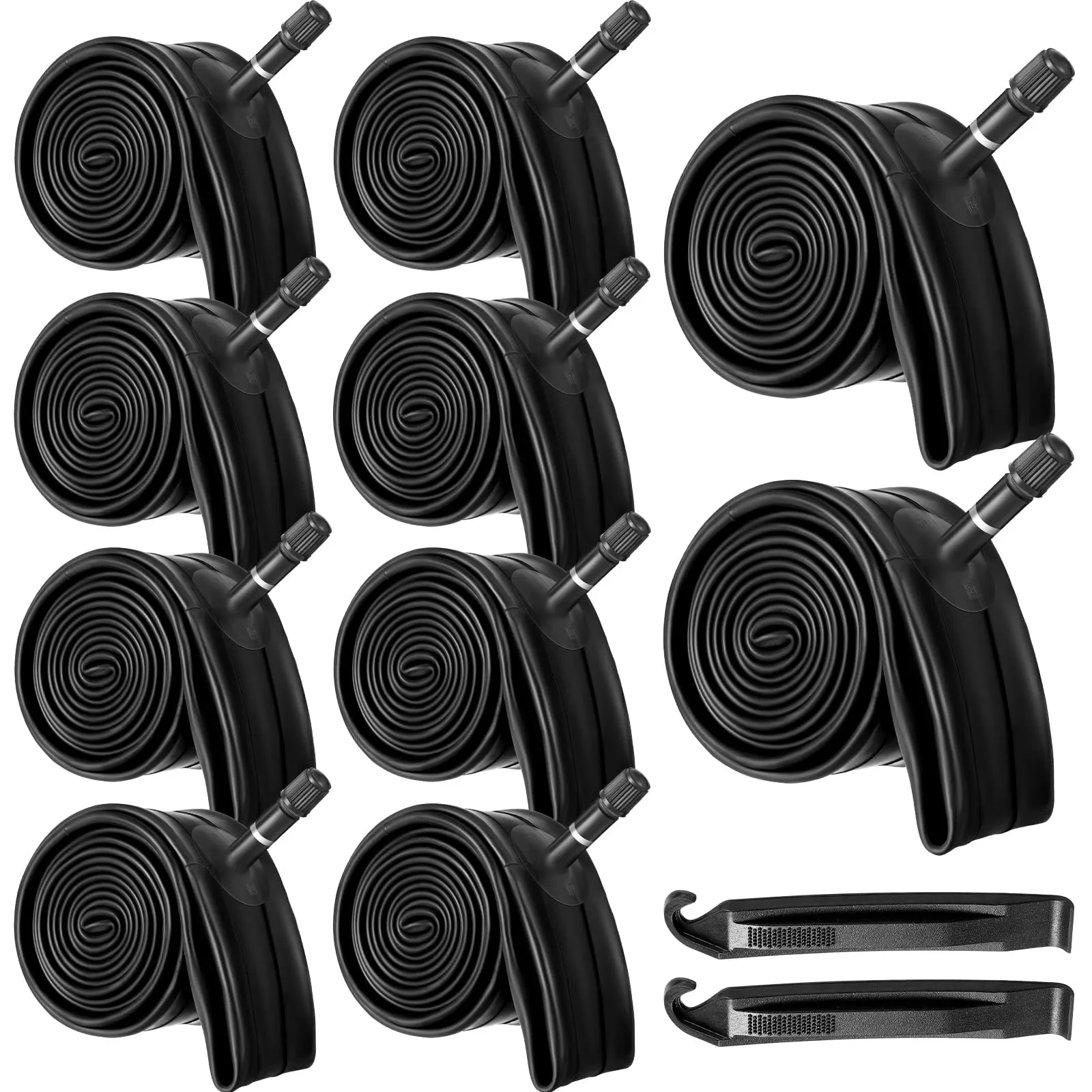10 Pcs 20 Inch Bike Tubes for 1.75-2.125 Bikes with Tire Levers - Durable Butyl Rubber Inner Tubes