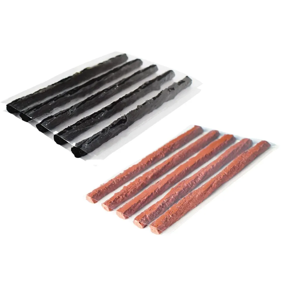 10 pcs Bike Tubeless Tire Repair Kit 6 mm Strips for Emergency Punctures - Black & Brown