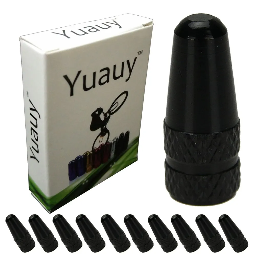 10 Pcs Black Anodized Aluminum Alloy Valve Caps for MTB & Road Bikes - Durable Dust Covers