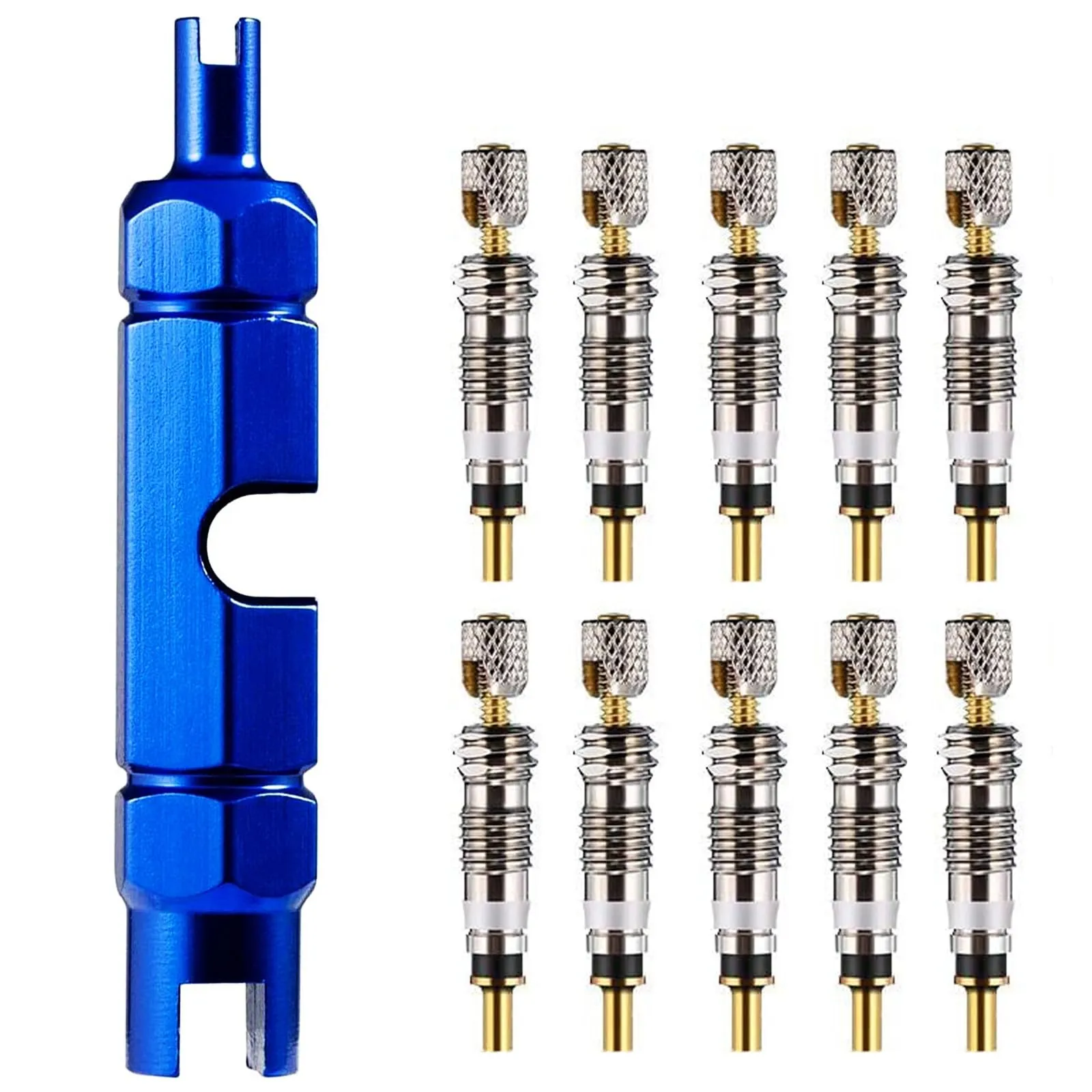 10 Pcs Presta Valve Cores & 1 Removal Tool - Brass Valve Cores for Bicycles, Durable & Easy Use