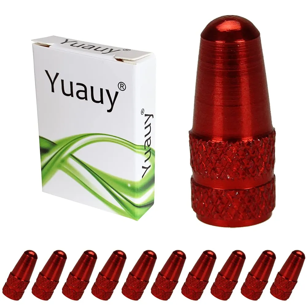 10 Pcs Red Anodized Aluminum Alloy Valve Caps for MTB Presta Bike Racing - Top Quality Dust Covers