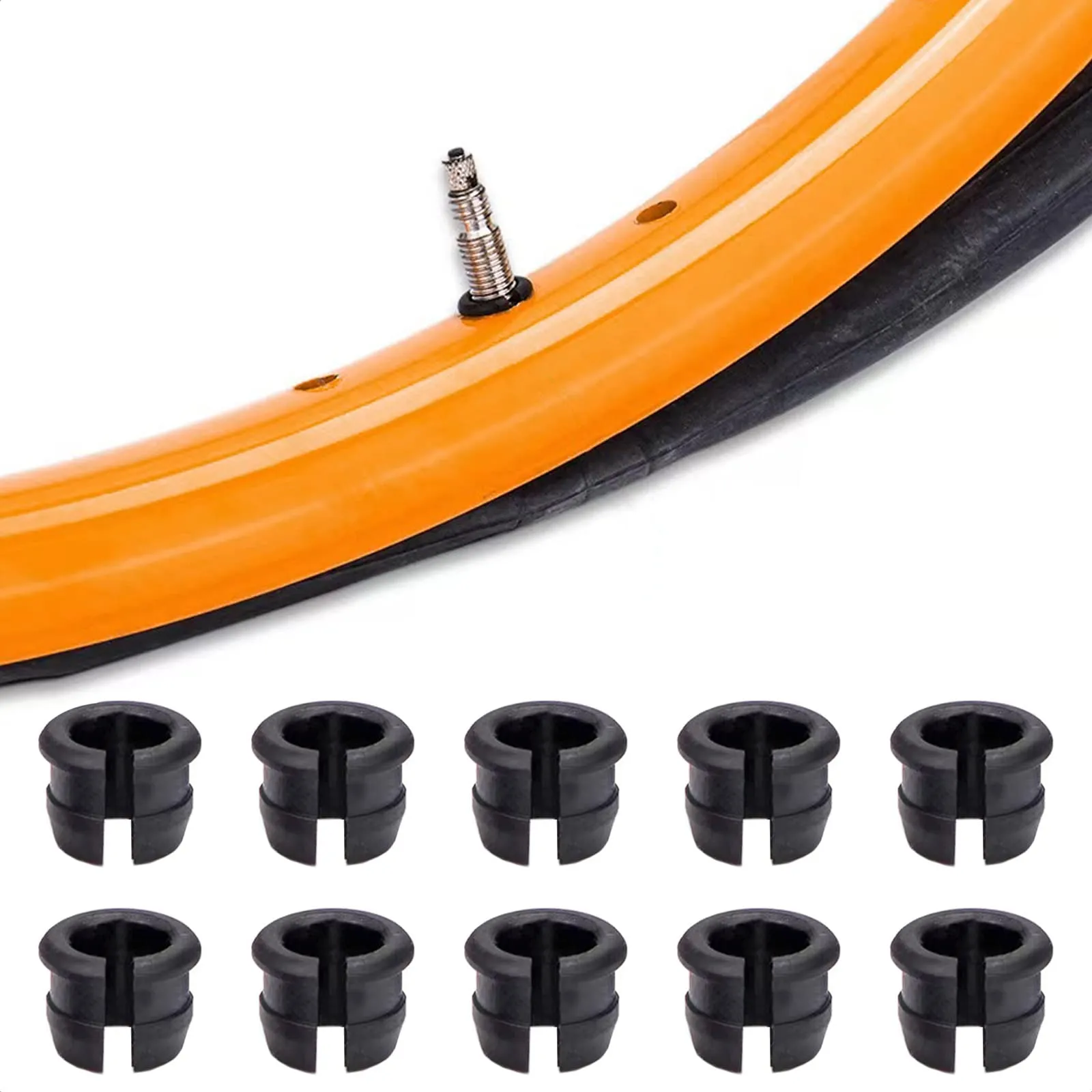 10 Pcs Schrader to Presta Rim Adapter for Road & Mountain Bikes - Durable Polymer Construction