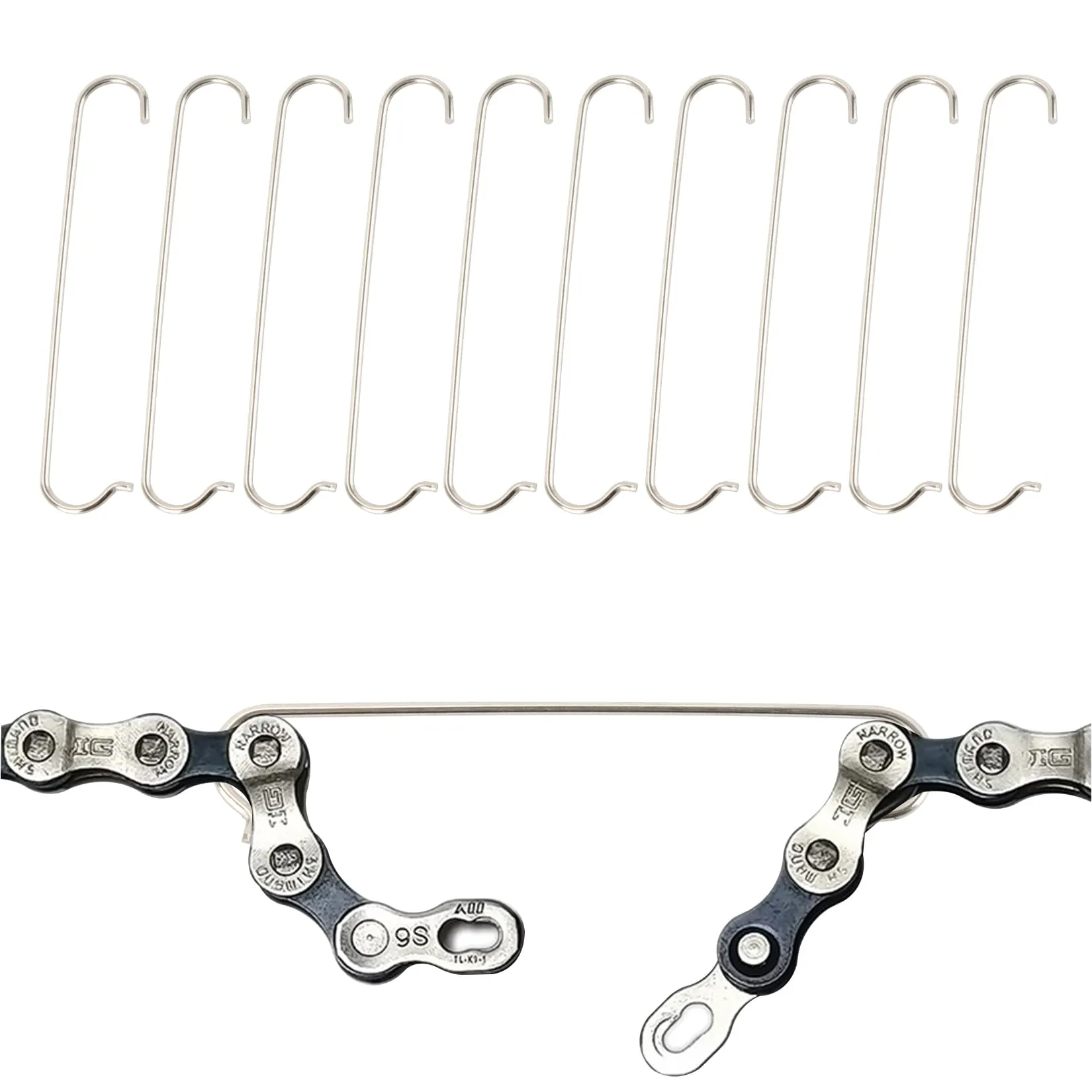 10PCS 304 Stainless Steel Bike Chain Hooks for Easy Chain Repair - Durable Bicycle Accessories