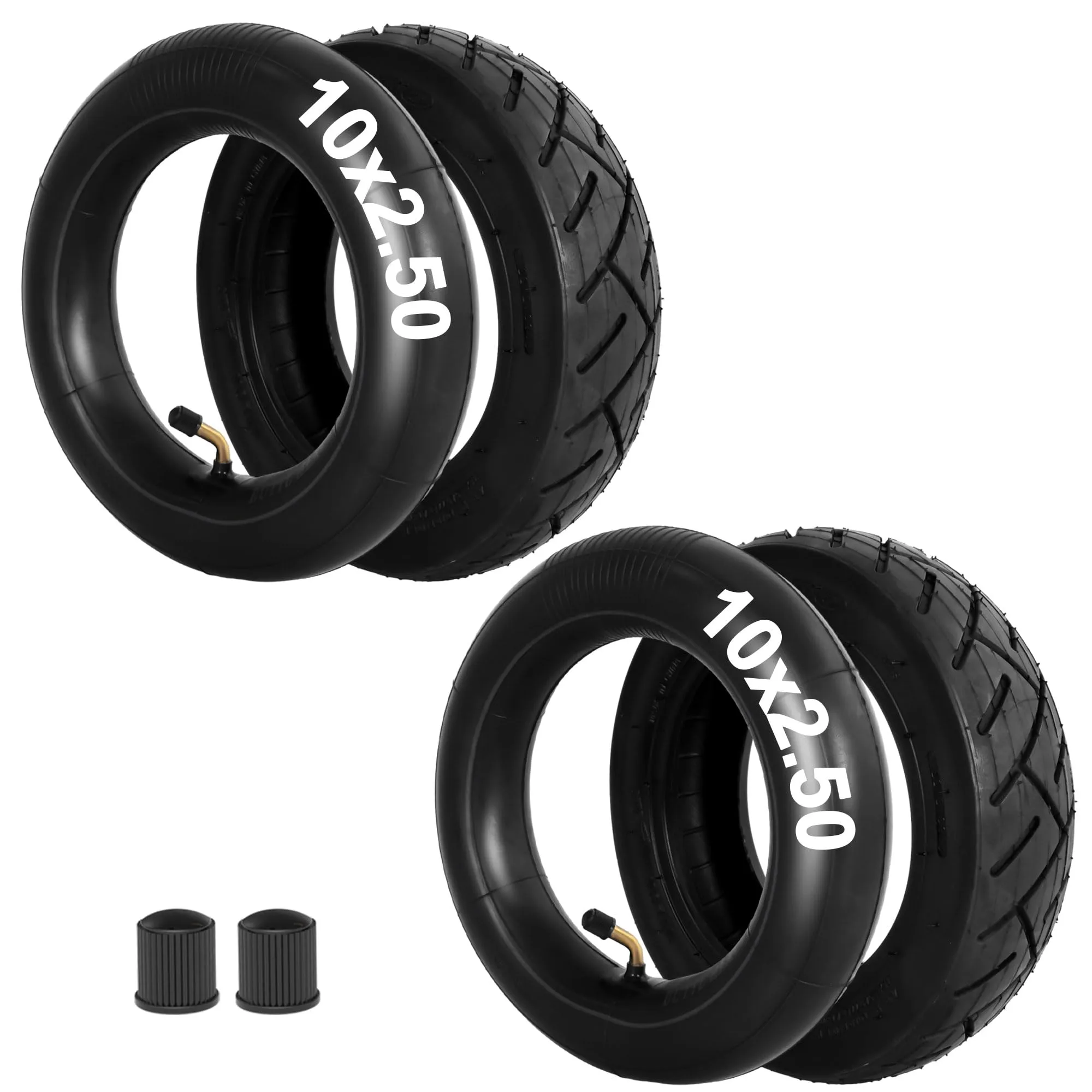 10x2.50 Tire and Butyl Inner Tube Set for Electric Scooters - TR87 Valve Stem, 2 Packs
