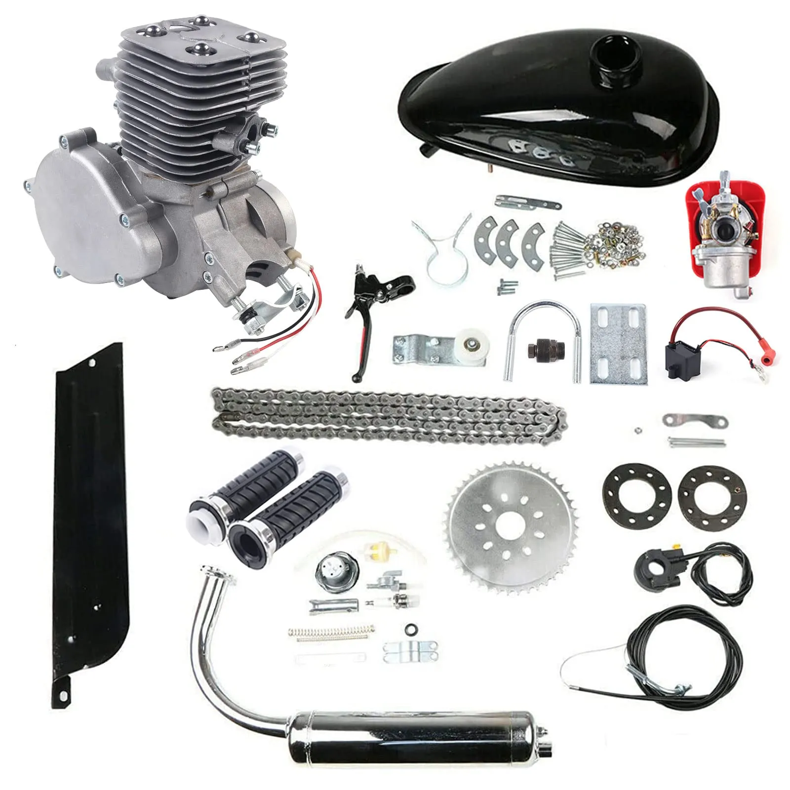 110cc Bicycle Engine Kit for 26'-28' Bikes, 2 Stroke Motorized Kit, Fuel-efficient Petrol Engine