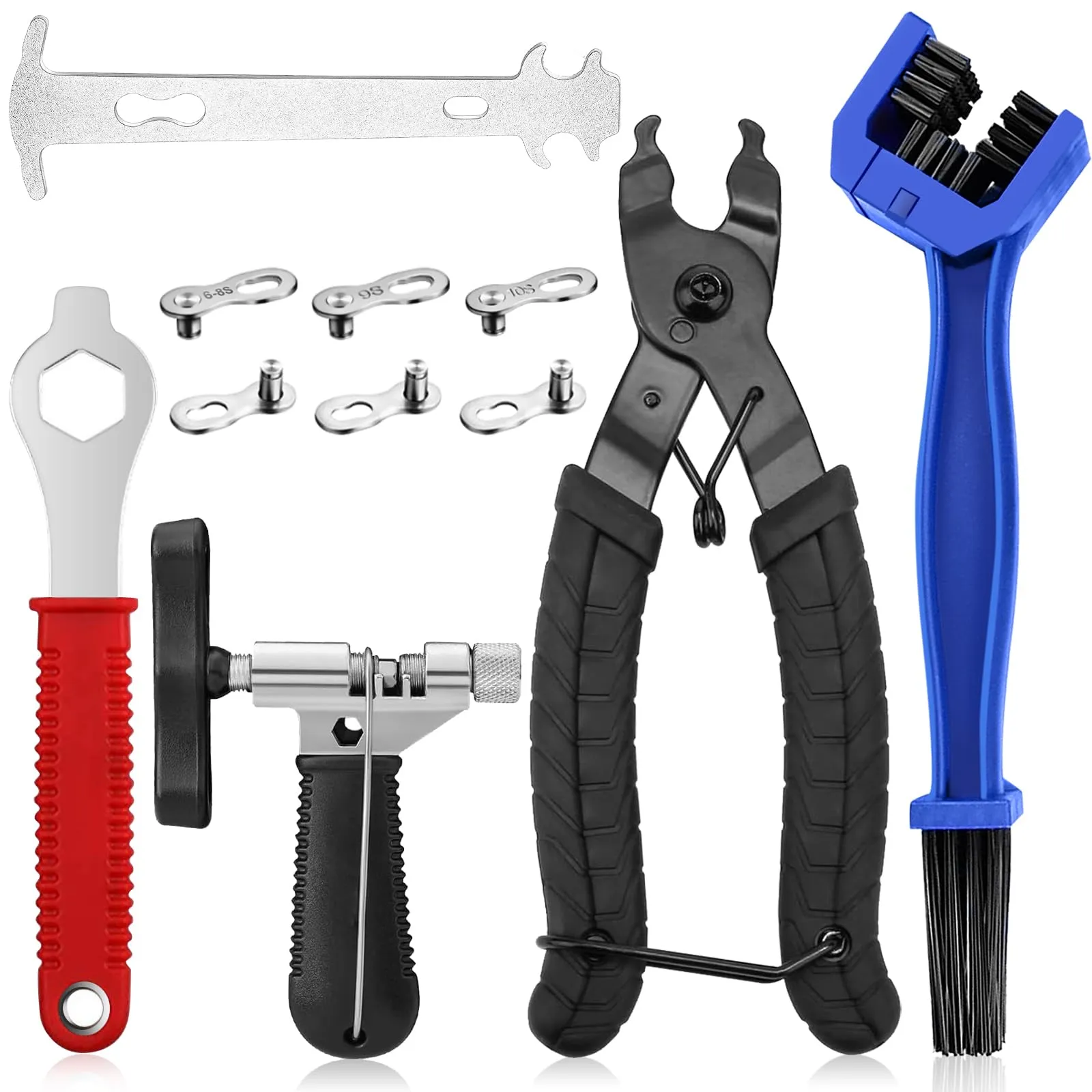11PCS Bike Chain Tool Kit with Link Plier, Chain Breaker, Wear Indicator for All Bicycle Chains