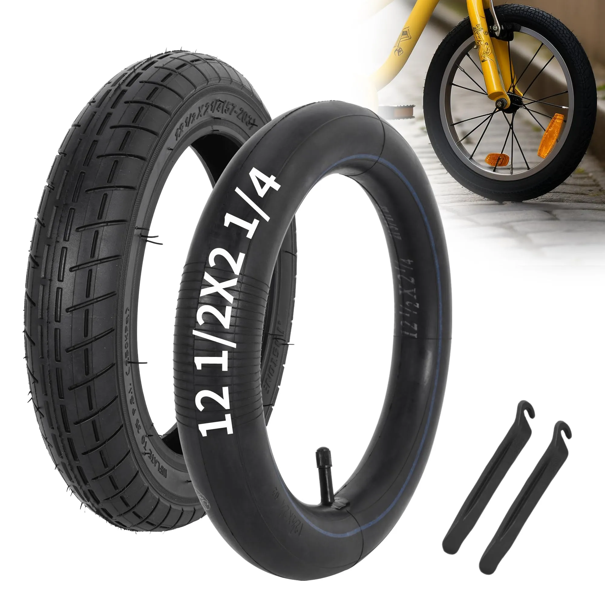 12.5 x 2.25 Bike Tire & Inner Tube Set for Jetson Kids Bike, BMX, Stroller, Electric Wheelchair