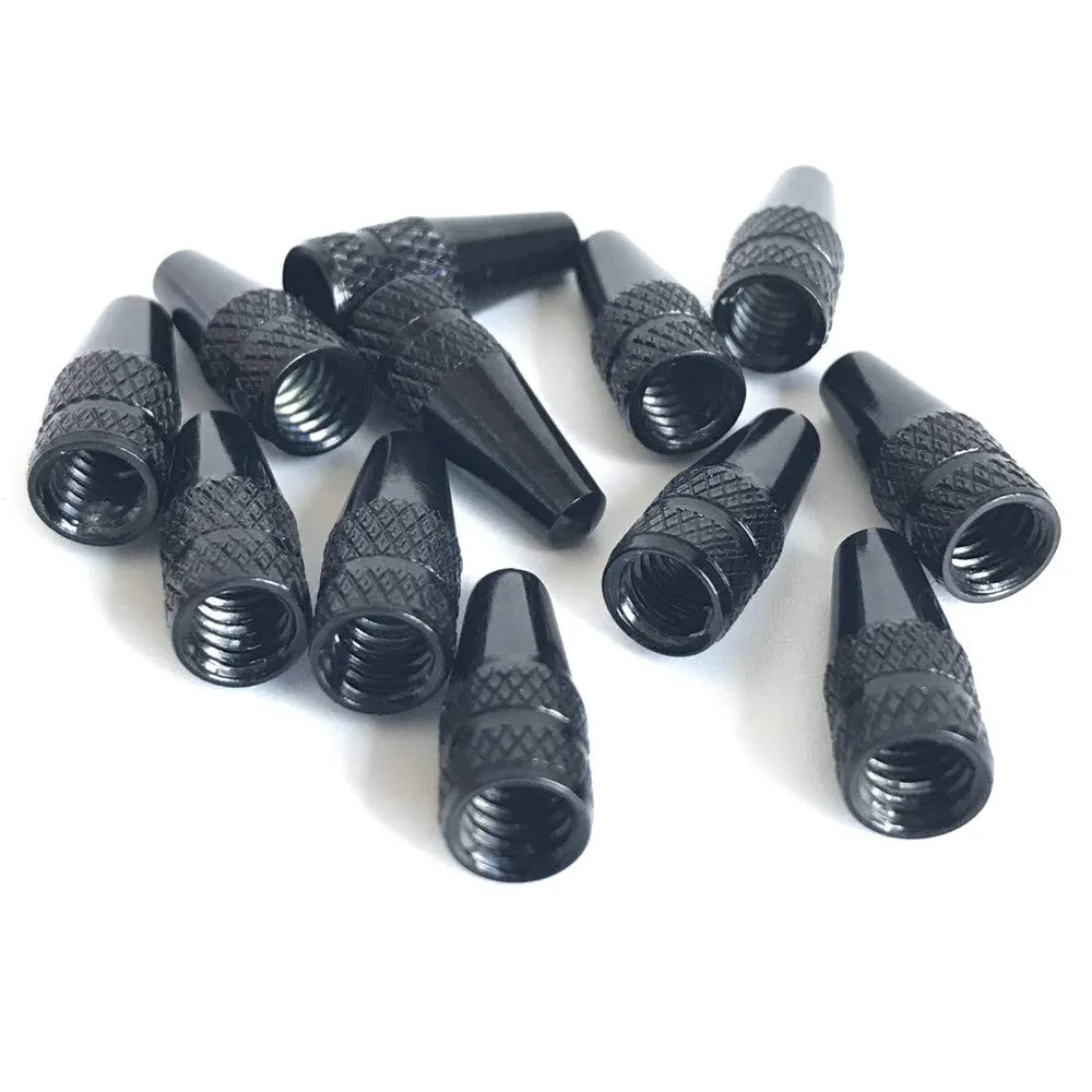 12 French Style Anodized Presta Valve Caps - Corrosion Resistant Screw-On Covers for Bikes (Black)