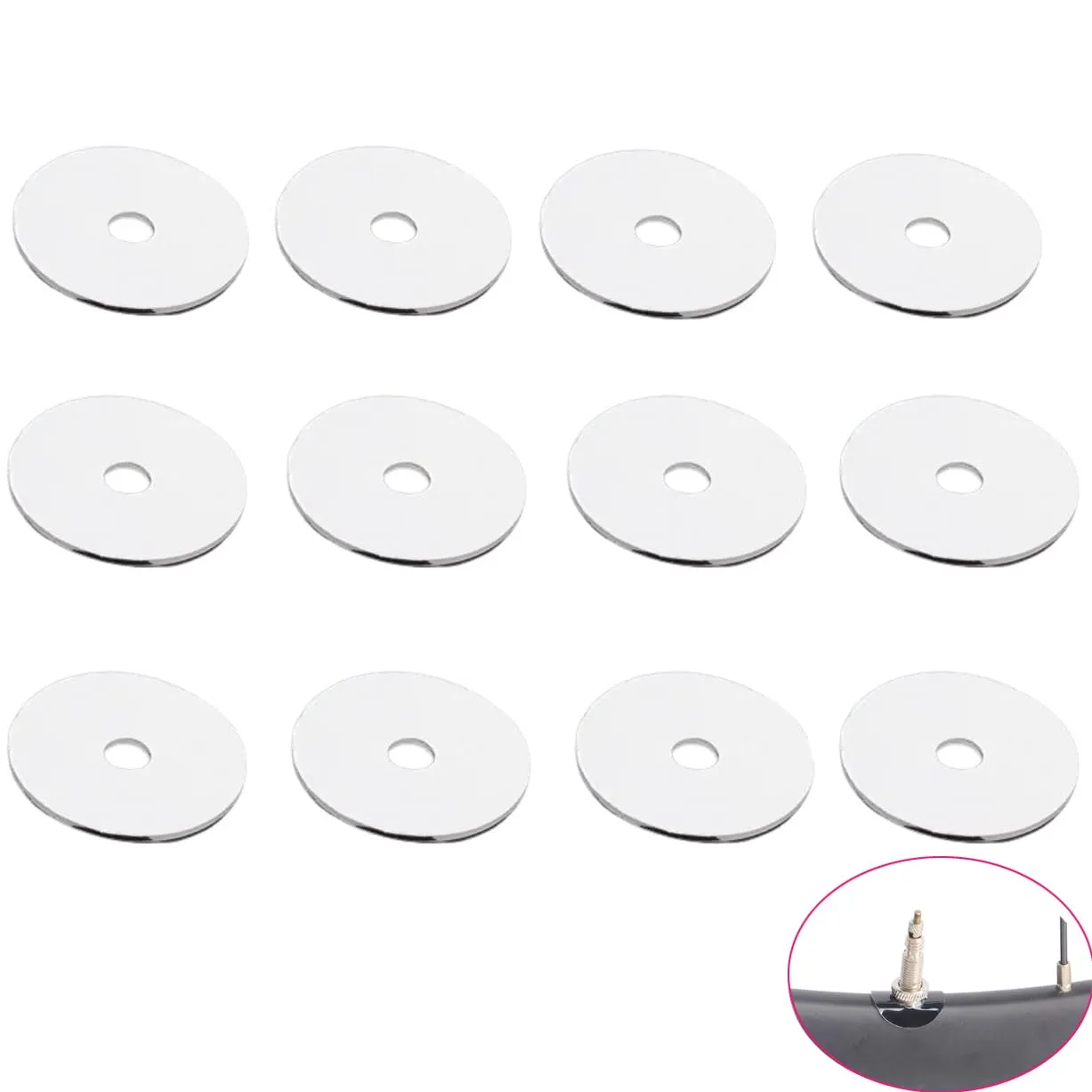 12 Pack Transparent Bike Valve Gasket Protectors for Presta/Shrader Nozzle Rim Adhesive Pads