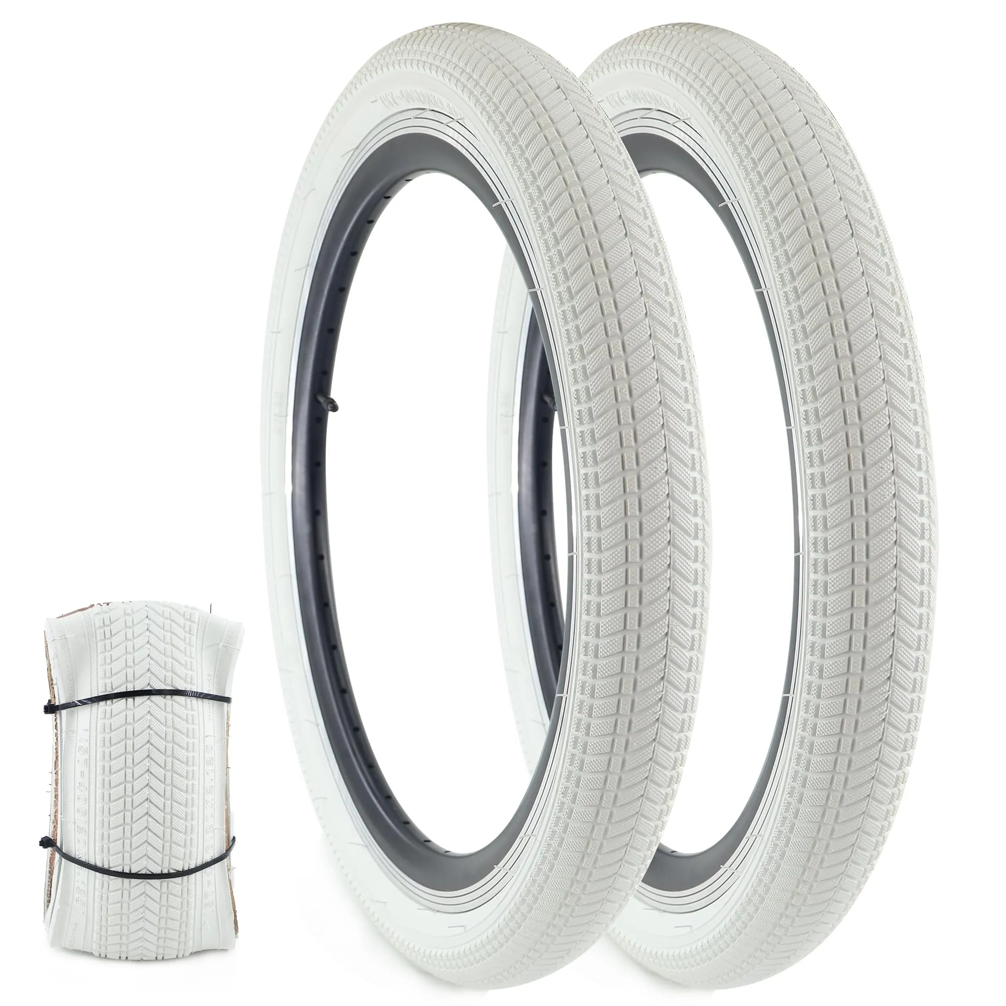 14/16/20 x 2.125 Inch Bike Tires - 2 Pack for Kids Bikes in Multiple Colors, High-Quality & Foldable