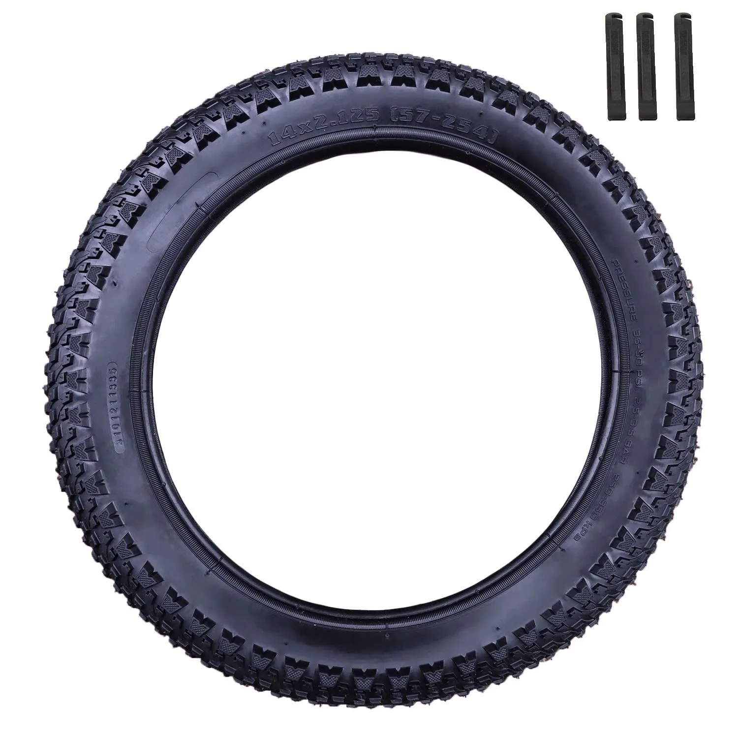 14 Inch BMX Bike Tire 14x2.125 - Durable Rubber Replacement Tire with Tire Levers Included