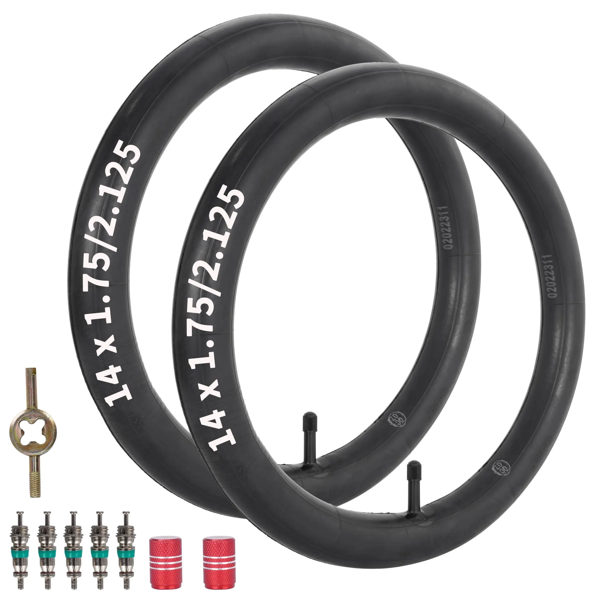 14 x 2.125 Bike Inner Tube for Kid & Mountain Bikes - Durable Butyl Rubber with 32mm Schrader Valve - 2 Pack