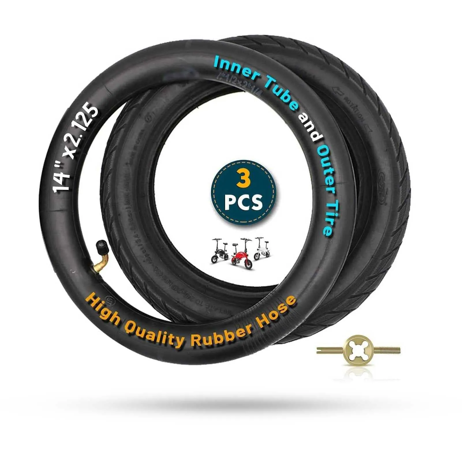 14x2.125 Tire and Tube Set for Ebike