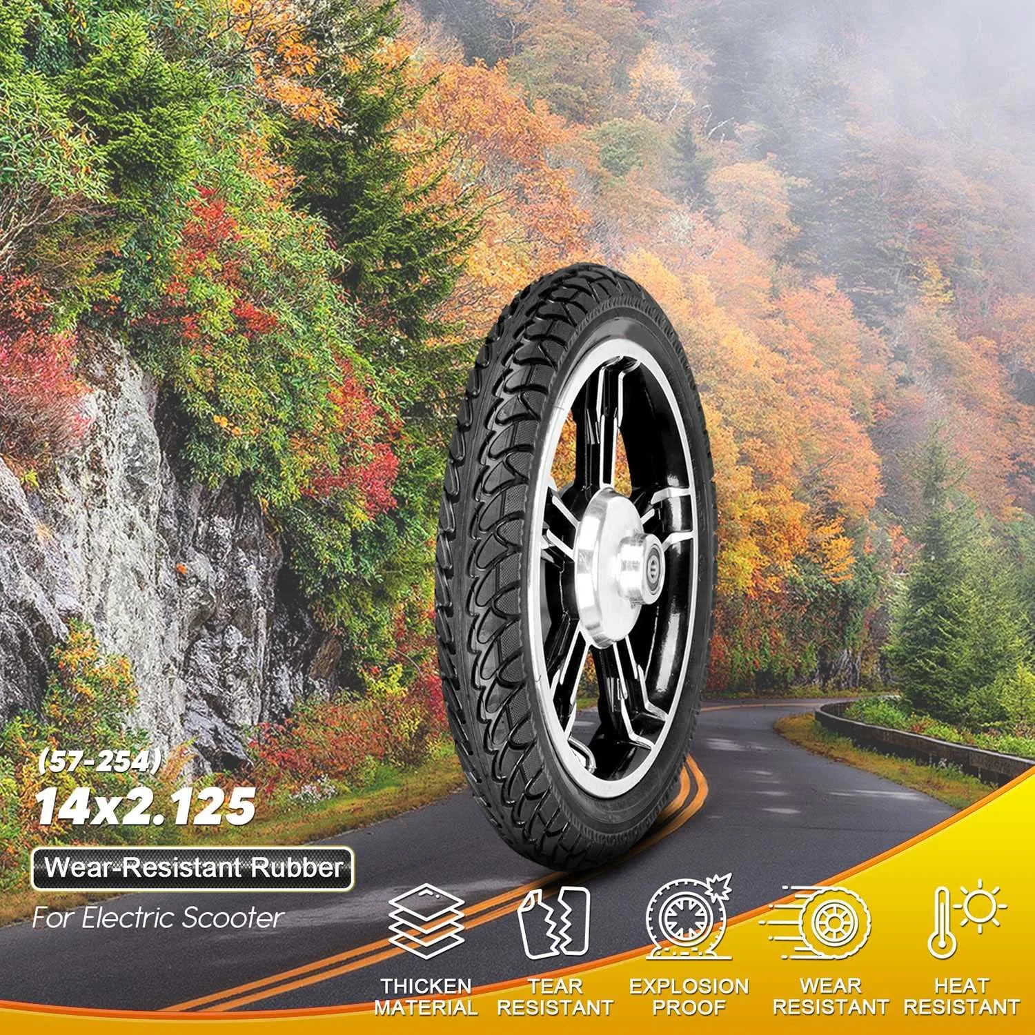 Durable Anti-Slip Black Tires for Electric Bikes