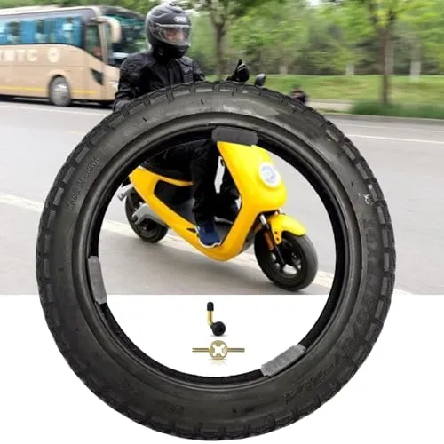 14X2.125 Tubeless Bike Tire for E-Bikes and E-Scooters, Durable Wear-Resistant Rubber, Angled Valve