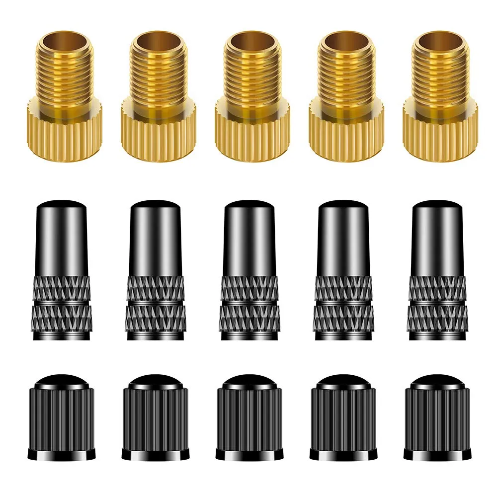 15 PCS Bike Presta Tire Valve Adaptor Set - Copper Valve Converter for Mountain & Road Bikes