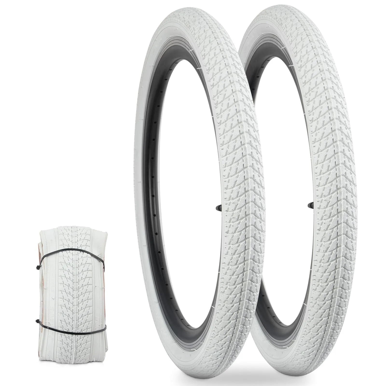 16/20 Inch White Bicycle Tire - 20 x 1.75 MTB, Kid, Child, Student, Girl Bike - WEEROCK