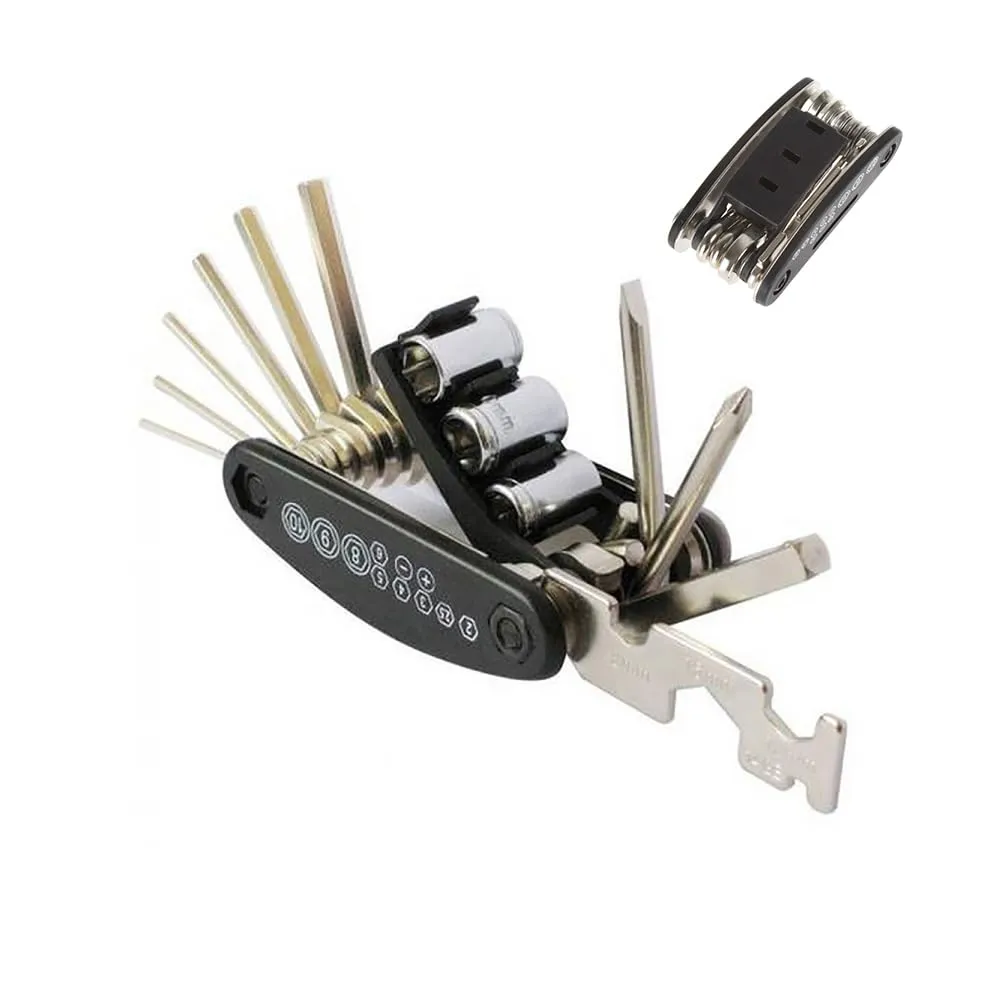 16 in 1 Bike Repair Tools Kit - Compact Multifunctional Bicycle Tool Set for Tire, Chain, Spoke