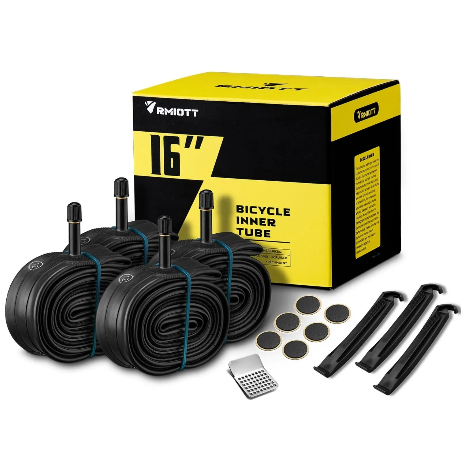 16 Inch Baby Stroller Inner Tire Tube - Rmiott 16x2.20-2.40, Schrader Valve, 4 Pack, Durable Design