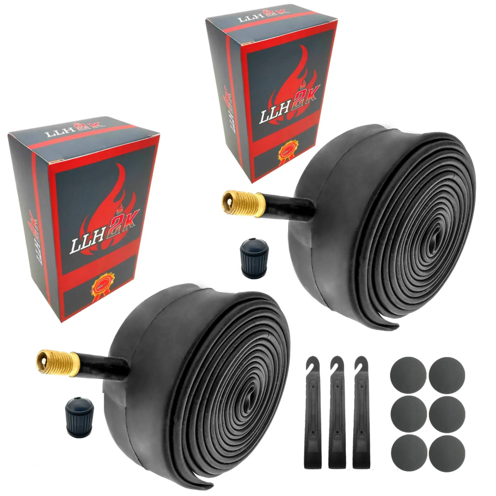16 Inch Bike Tube 2 Pack - 16 x 1.95/1.5/1.75/2.125/2.3 - Butyl Rubber with Levers & Patches