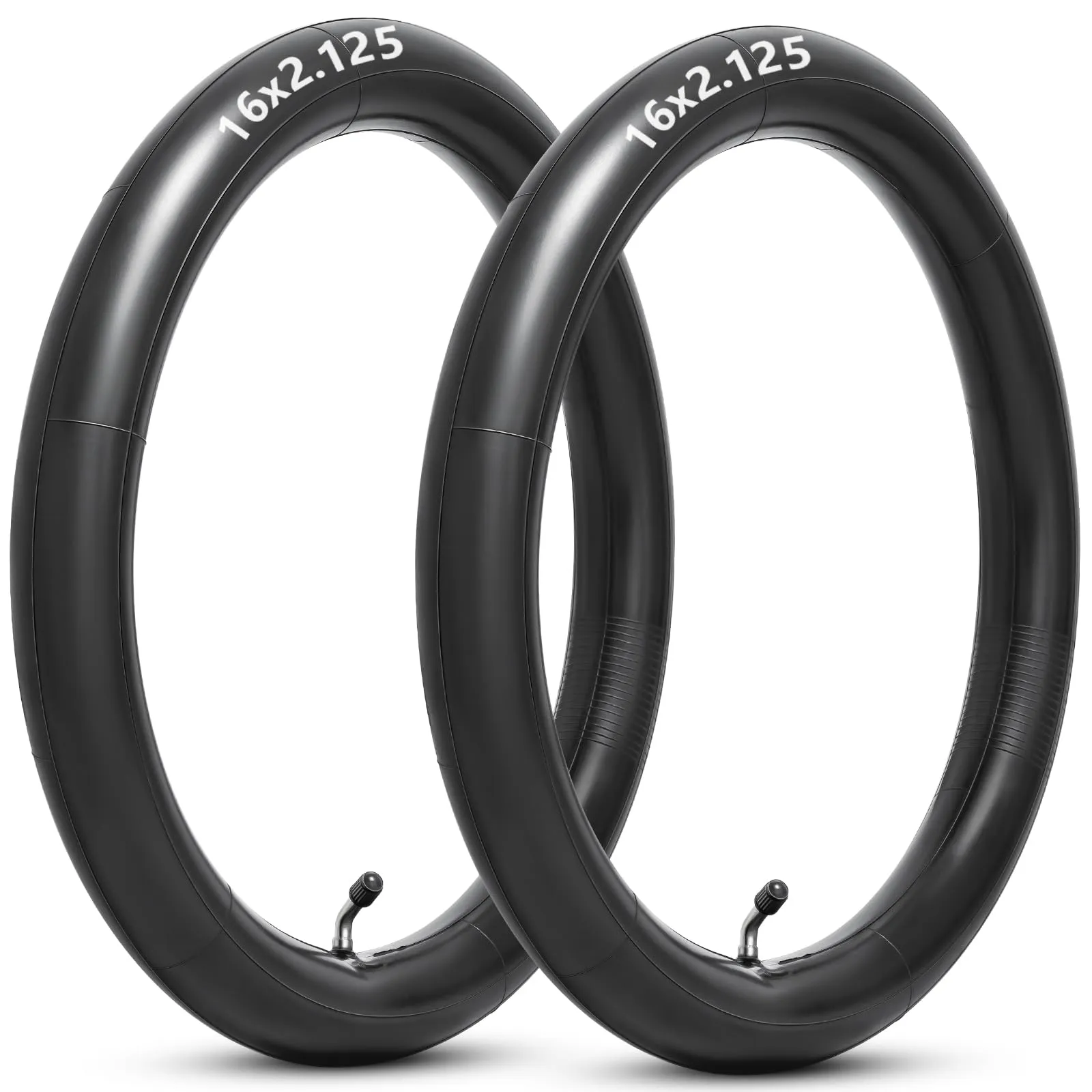 16x2.125 Butyl Inner Tube for Electric Bikes & Kids Bikes - 2 Pack, CR202 Bent Valve, Heavy Duty
