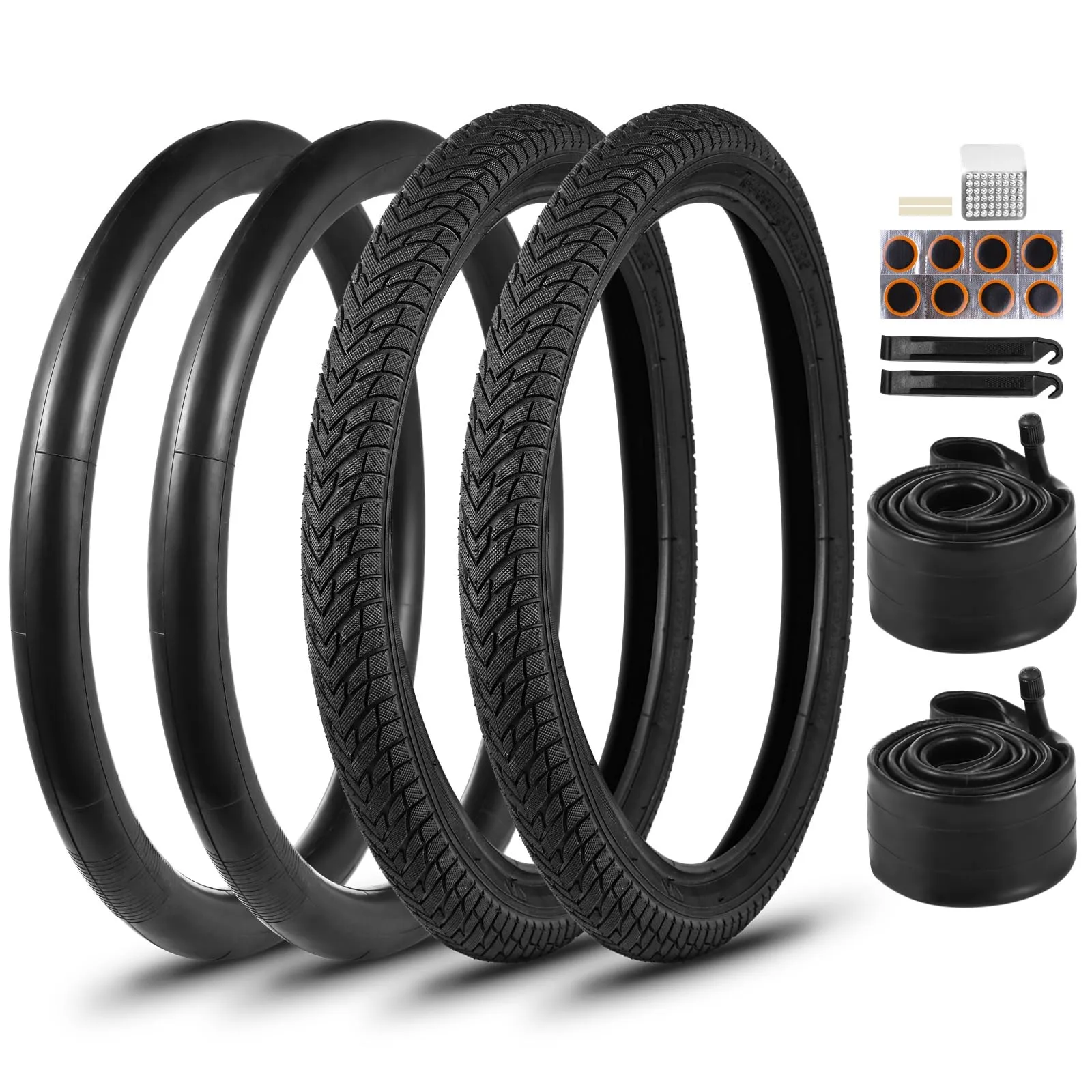 18' Kids Bike Tires Set - 2 Pcs 18×2.1' Replacement Tires with Tubes & Repair Kit