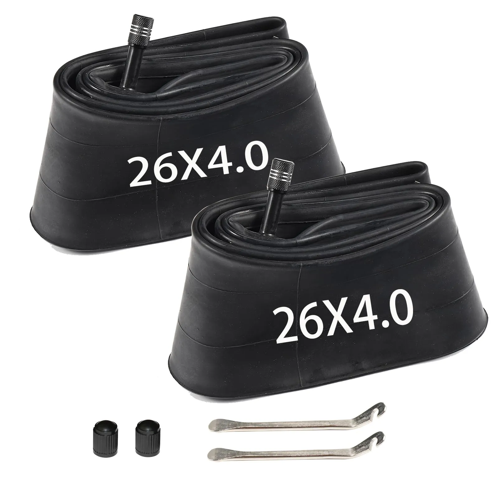 2-Pack 26x4.0 Fat Bike Tubes with AV 32mm Valve for E Mountain Bikes - Durable & Reliable