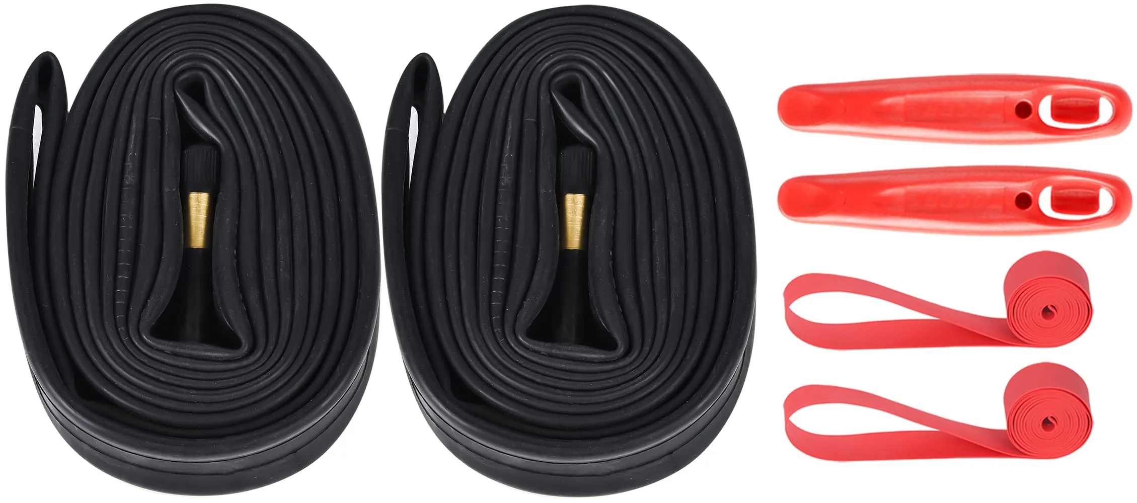 2-Pack 700C Road Bike Inner Tubes with Tire Levers & Rim Strips - Compatible with 700x35C/43C