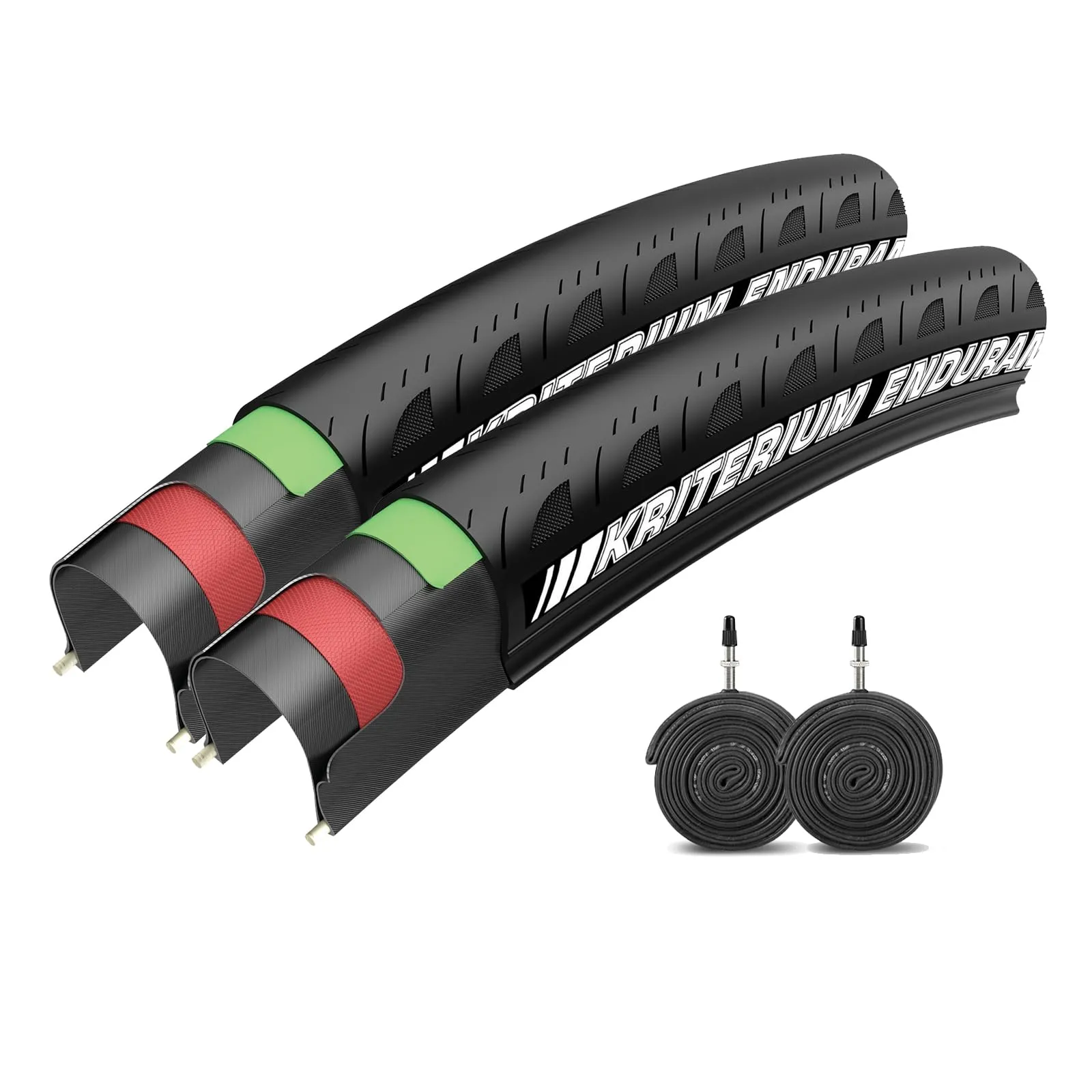 2-Pack 700x23/25c Road Bike Folding Tires with Tubes - Durable, Lightweight, High-Pressure Performance