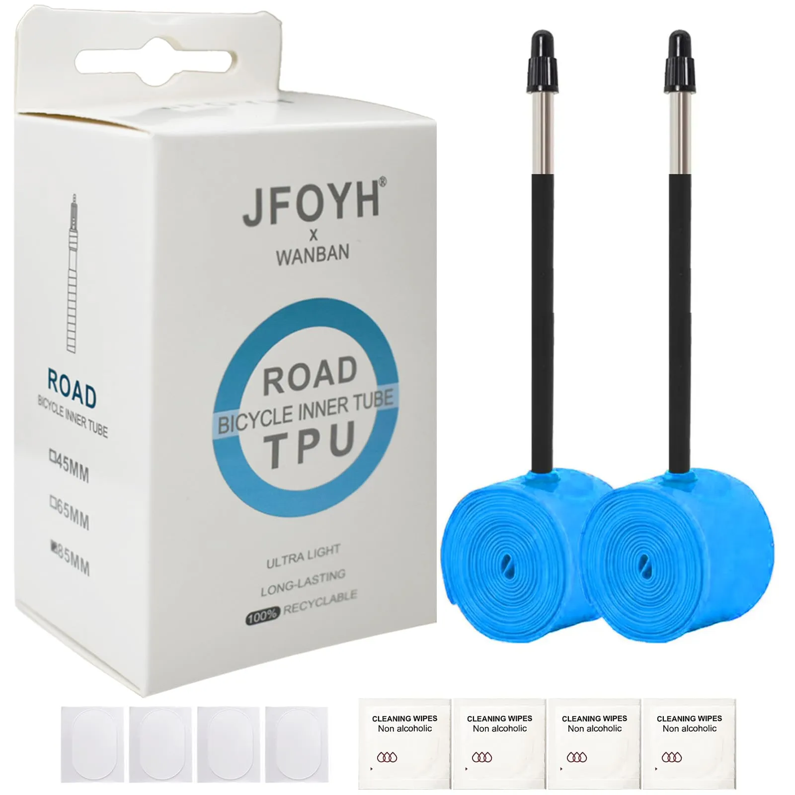 2-Pack 700x 18-32c Ultra-Light TPU Inner Tubes with 45/65/85mm Presta Valves for Road Bikes