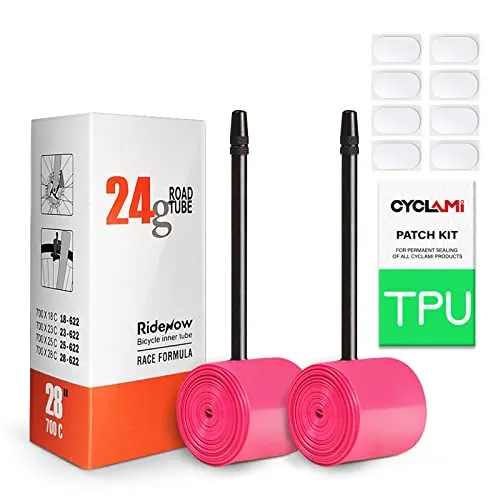 2-Pack RideNow 700C TPU Inner Tubes 65mm/85mm Presta Valves with Bike Tube Patch Repair Kit