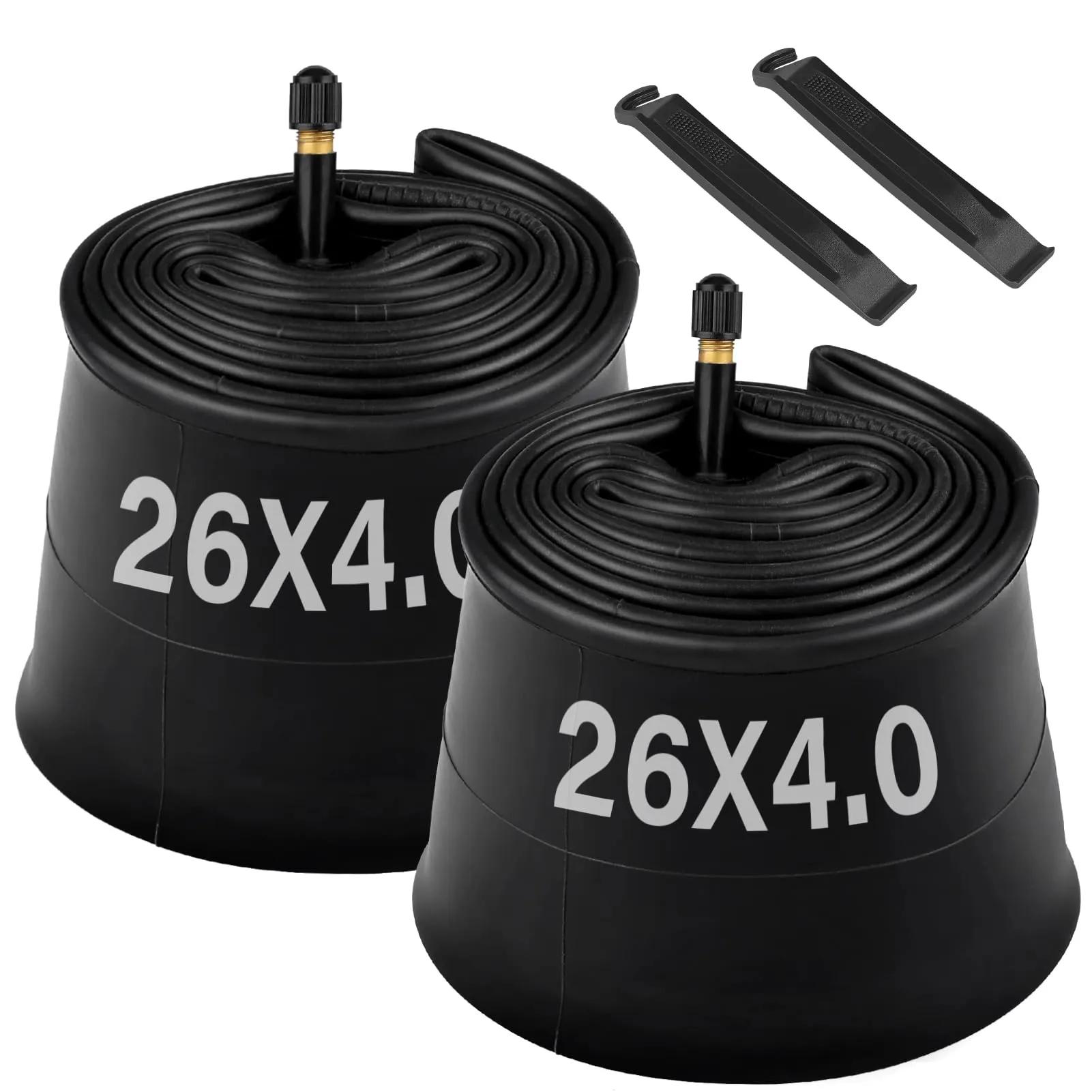 20/26 x 4.0 Inch Fat Bike Tube 2 Pack with AV 32mm Schrader Valve for Mountain & Electric Bikes