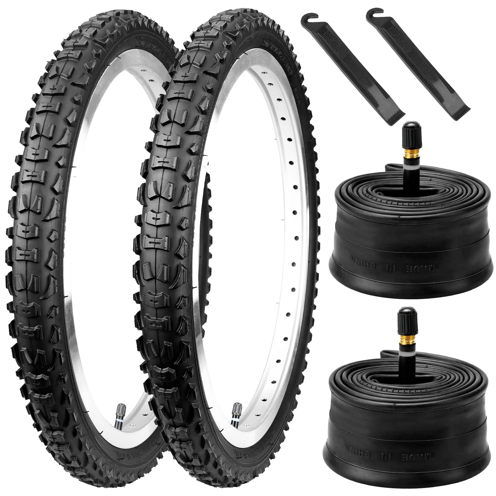 20' Bike Tires 20x1.95 with Tubes & Levers - Durable, Easy Install, High Quality for Off-Road & Road Use