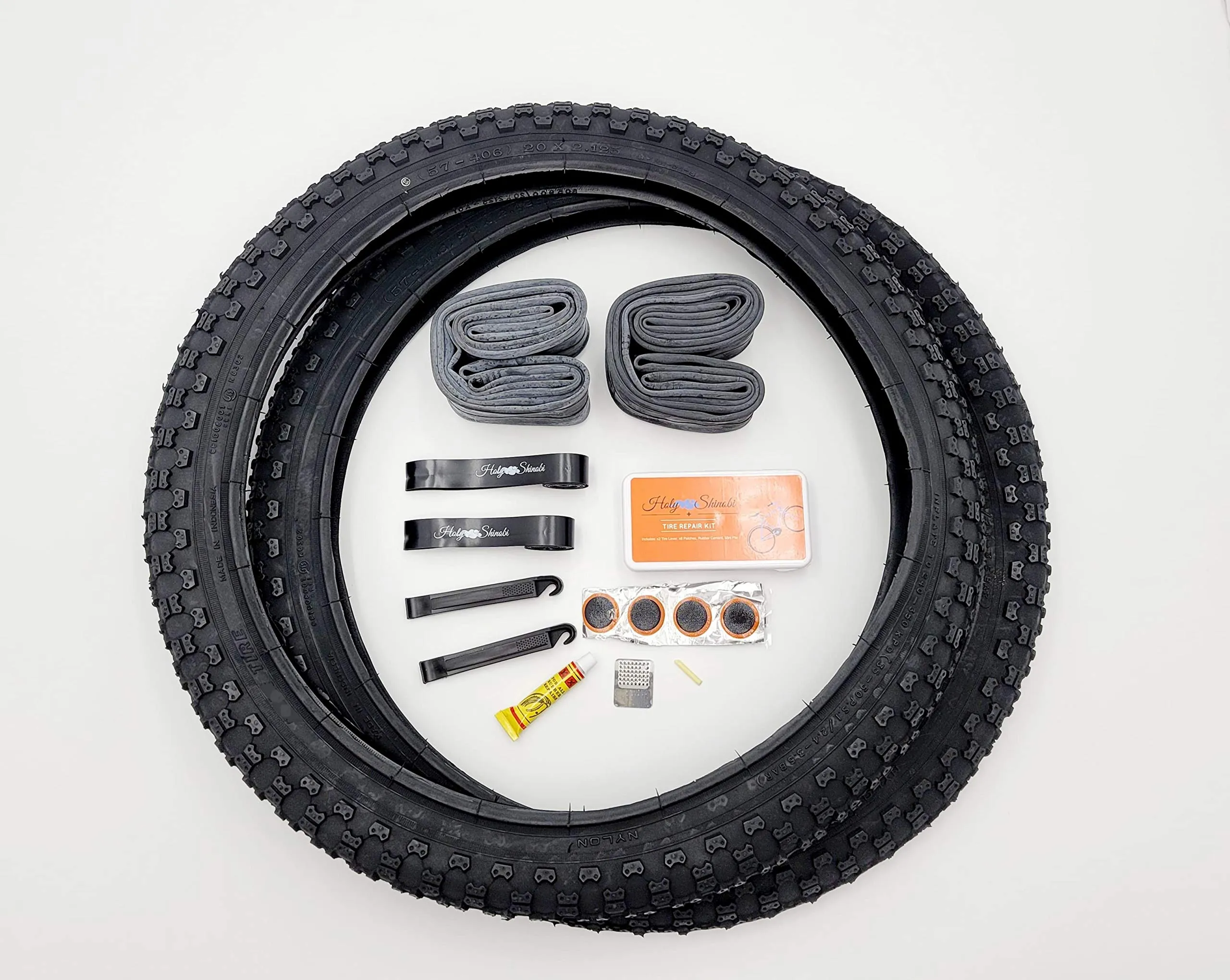20' BMX Tires - Durable Wire Bead, Black Sidewall & Repair Kit, OEM Replacement for Comfort