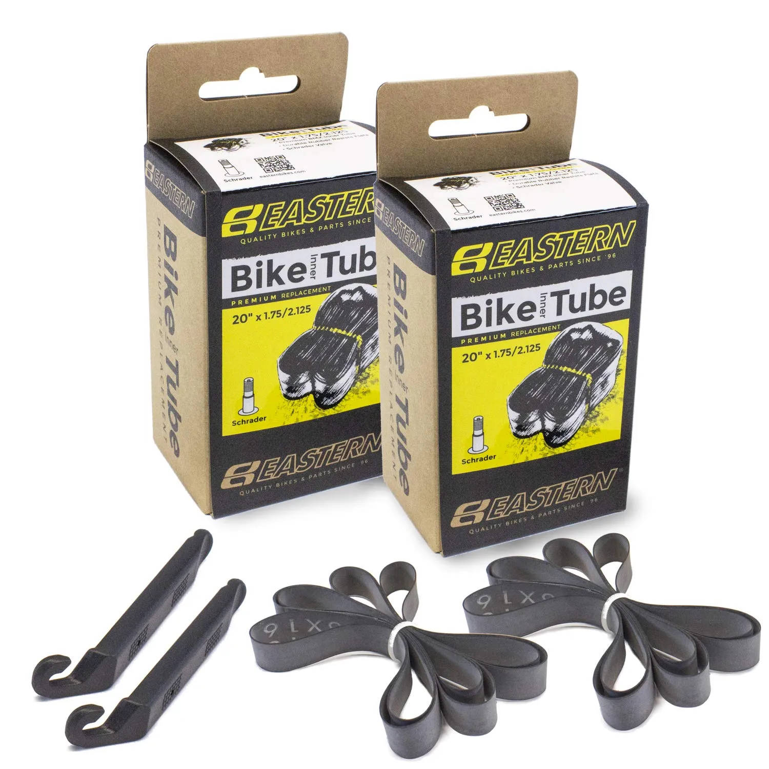 20' Premium Replacement Tube Kit for 20 x 1.75-2.125 Tires with Tools & Rim Strips - Multiple Packs Available