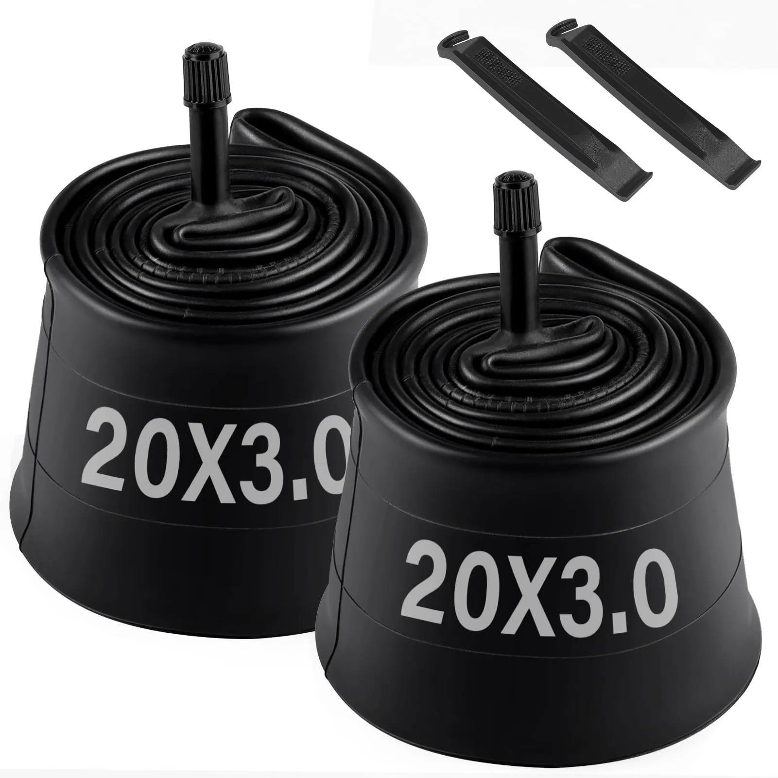 20 x 3/3.5 Inch Bike Tube 2 Pack with AV 32mm Schrader Valve for Fat Tire Mountain & Electric Bikes