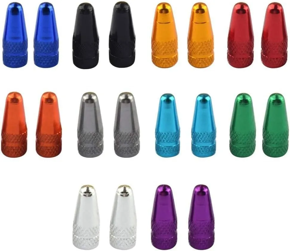 20Pcs Multicolour Bike Valve Caps - Anodized Aluminum Alloy Tire Dust Covers for Cycling