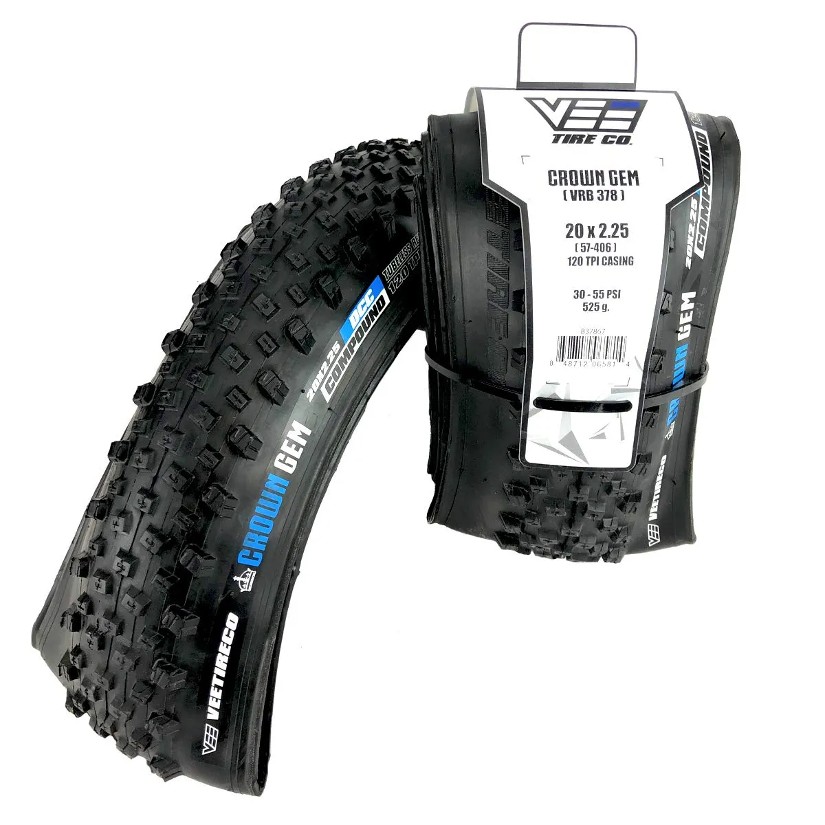 20x2.25 Vee Crown GEM MTB Tires - Folding Dual Control Compound, Black, Tubeless Ready