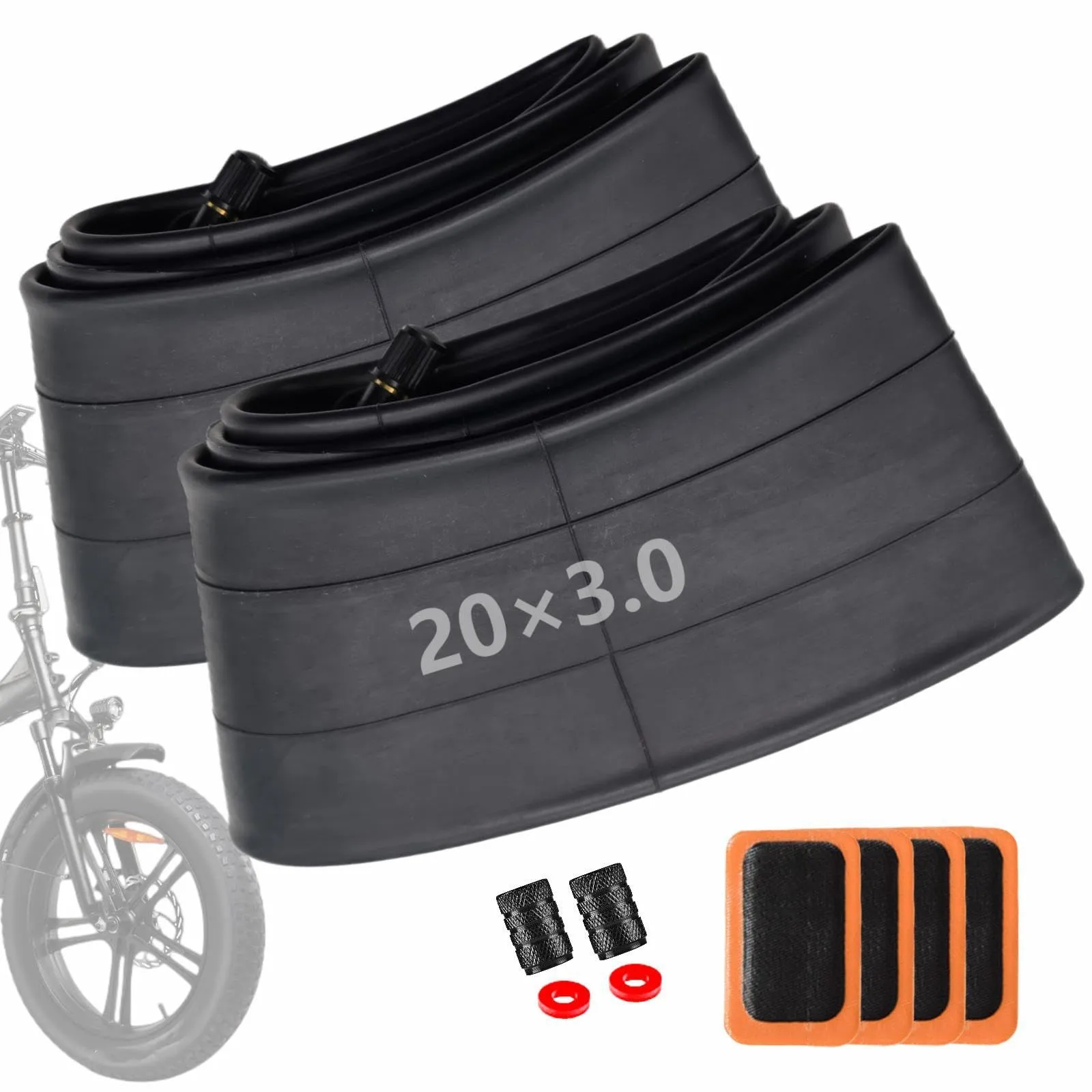 20x3 Fat Tire Bike Tube 2-Pack, Compatible with 20x3.0/3.2/3.3/3.5 for eBikes, Beach & Snowmobile