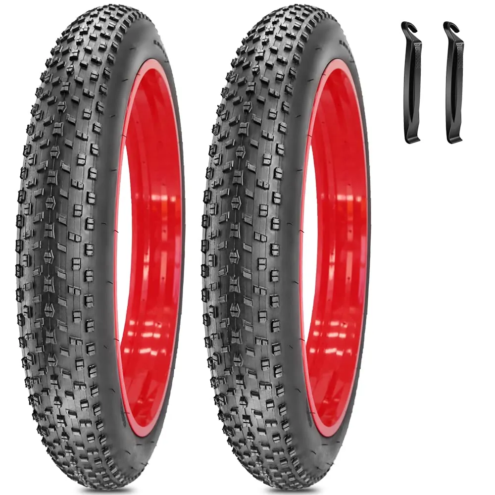 20'x4.0' Fat Bike Tire 2 Pack - Durable Rubber, Classic Tread for Electric/Mountain Bikes, Snow