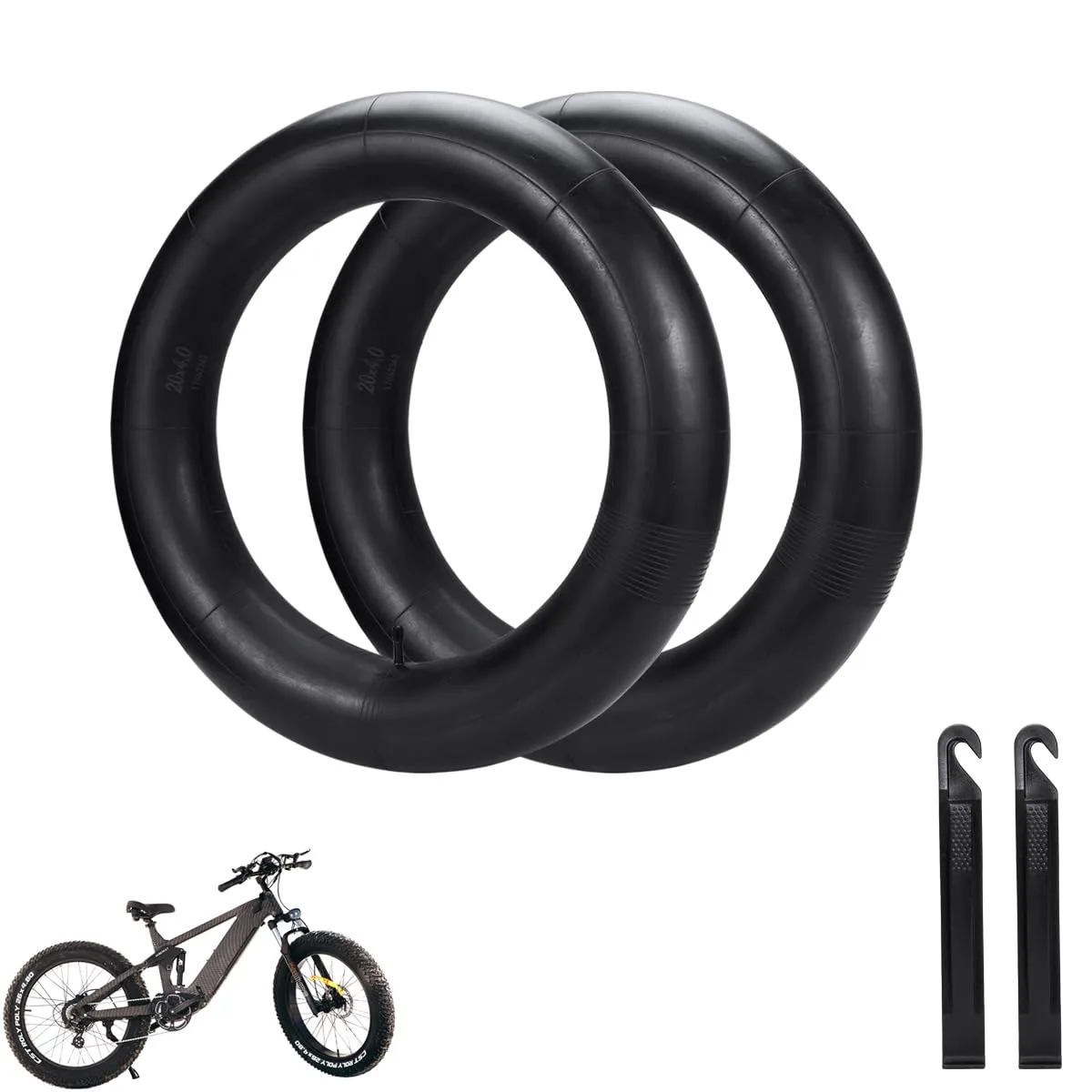 20x4.0 Fat Bike Tubes 2-Pack with AV35 Schrader Valve for Electric Bikes & Mountain Bicycles