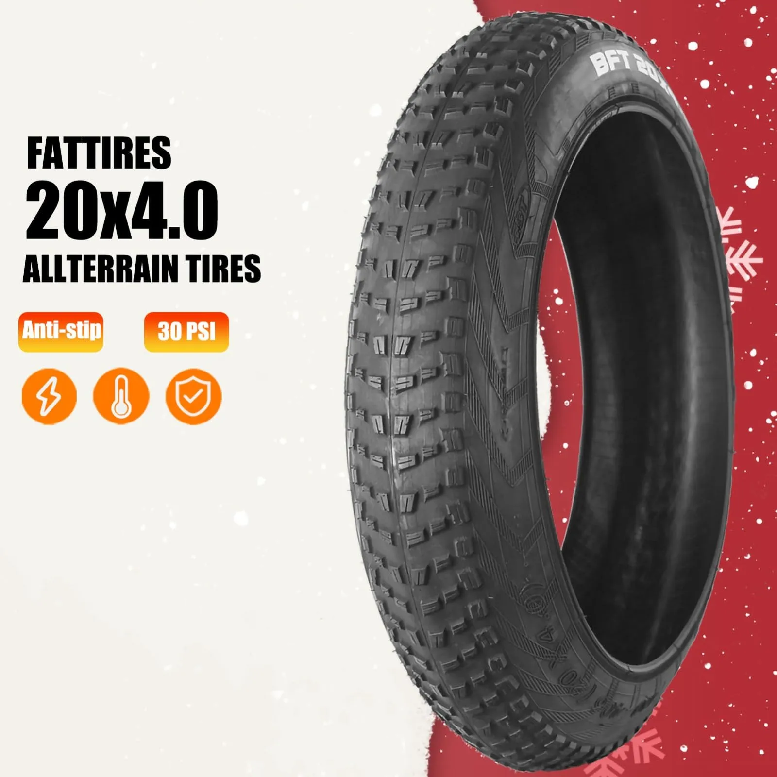 Durable All-Terrain Tires with Arrow Tread