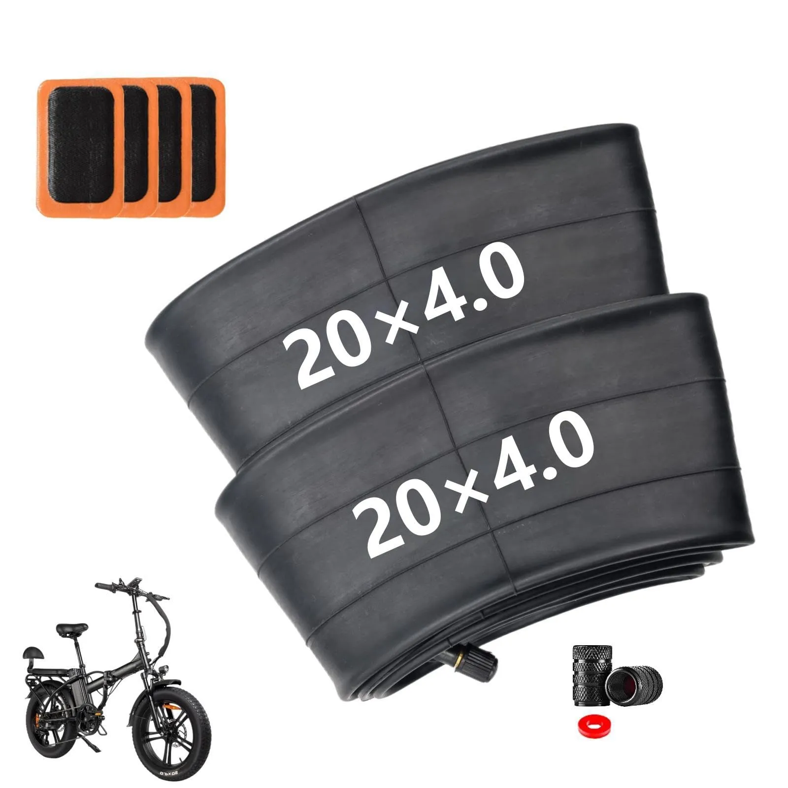 20x4.0 Fat Tire Tube for 20' Electric Bikes, Compatible with 20x3.5/4.0, 2 Pack, MS.JIVMEE