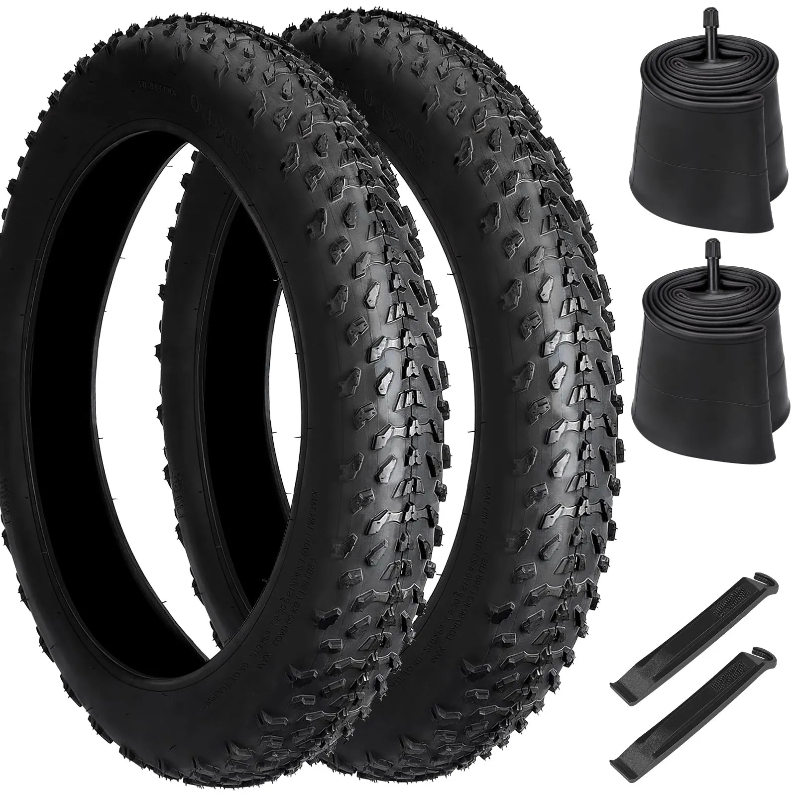 20x4.0 Heavy Duty Fat Tire E-Bike Tires, 2 Pack with Schrader Valve for Electric & Mountain Bikes