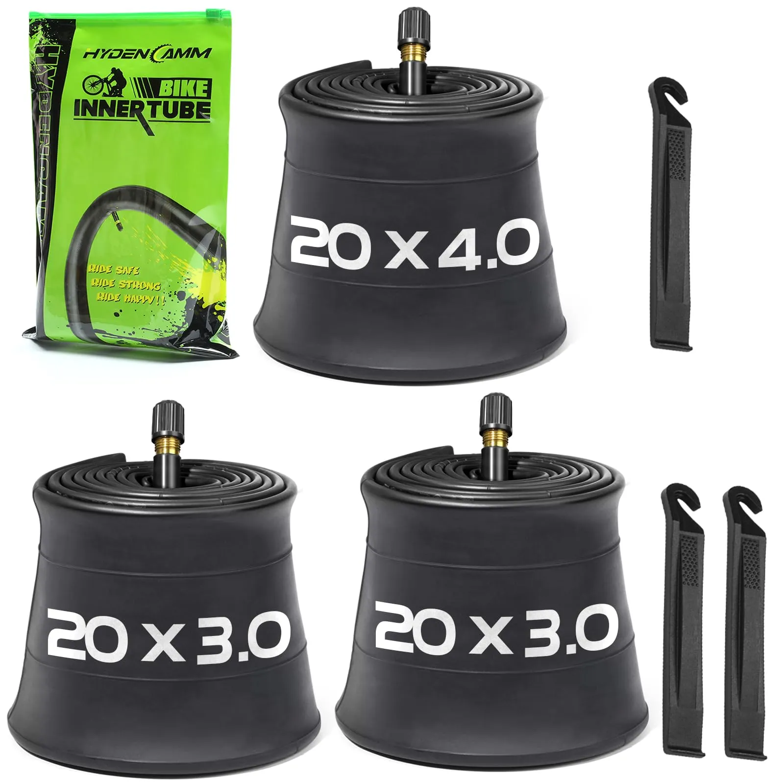 20x4 Fat Tire Tubes with AV 32mm, Heavy Duty 20x3.5-4.5 Inner Tubes and Tire Lever by Hydencamm