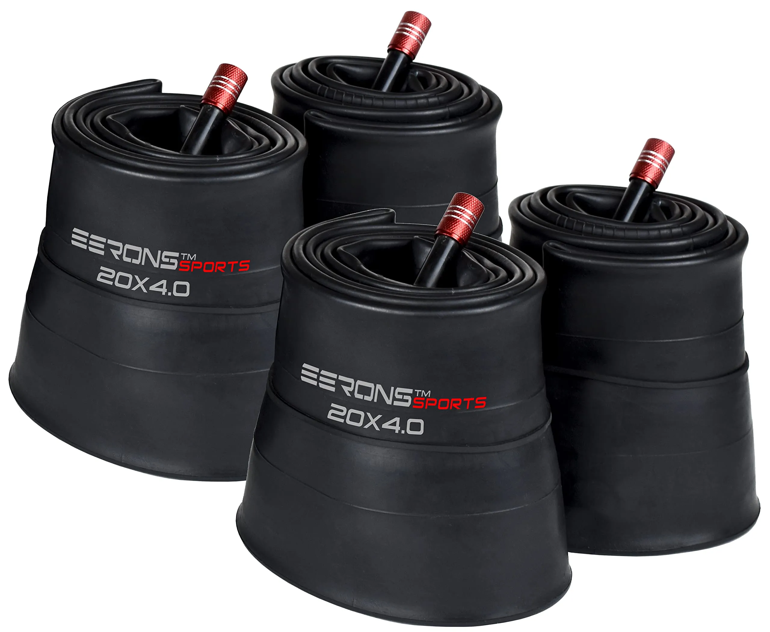 20x4 Inner Tube for Fat Tire Bicycles - 4 Pack with Schrader Valve, Fits 20x3.5-20x4.5 Tires
